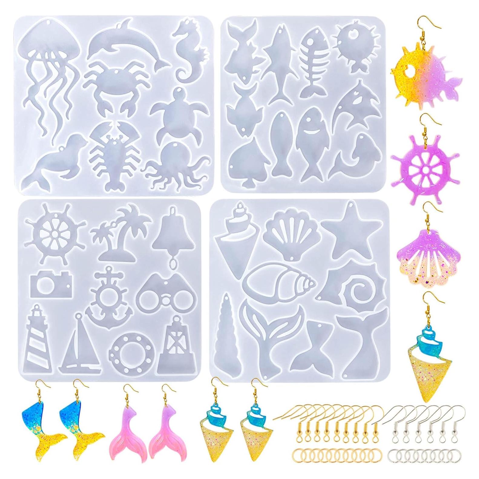 Kit de Moldes de Joyería de Resina Marina JHYlilia 204 Piezas