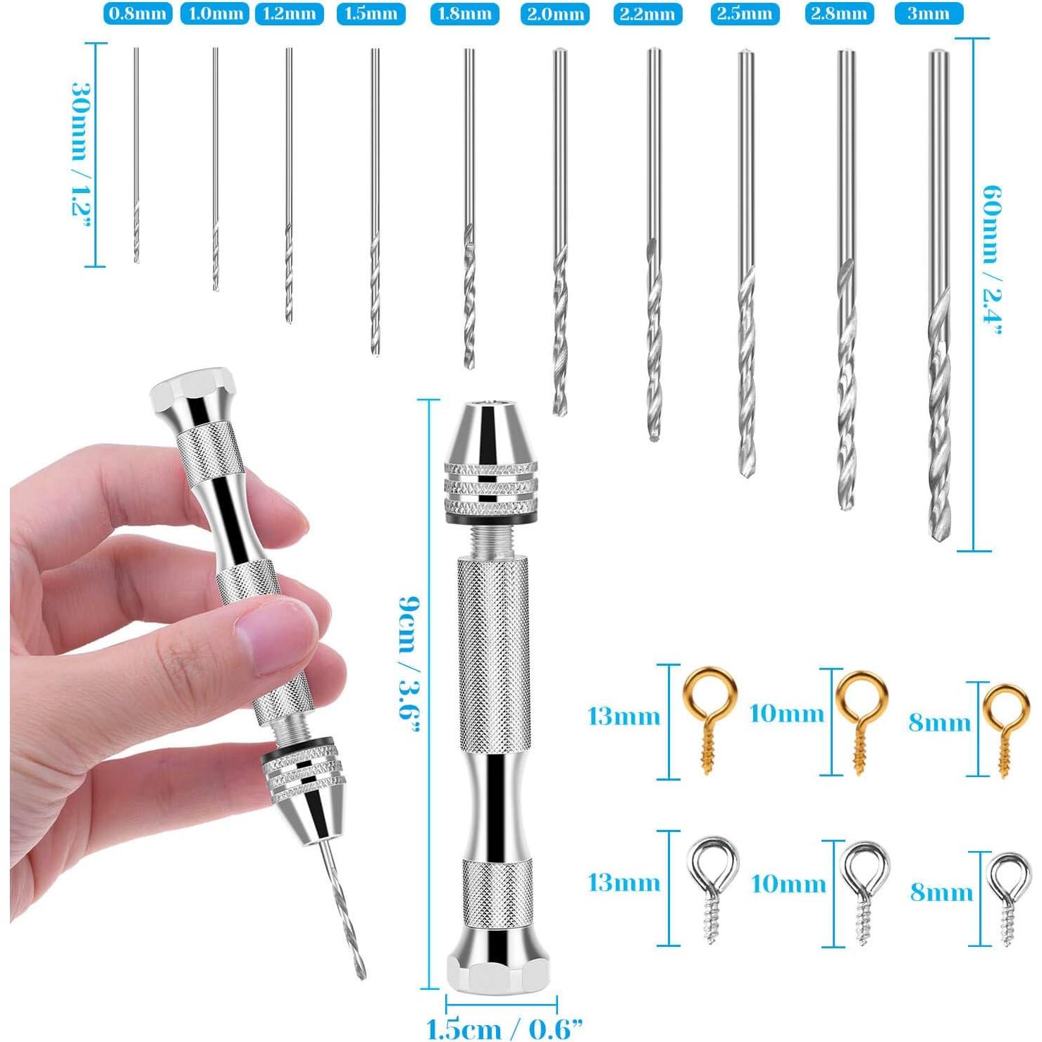 Taladro Manual Shynek con Pin Vise y 10 Brocas para Joyería