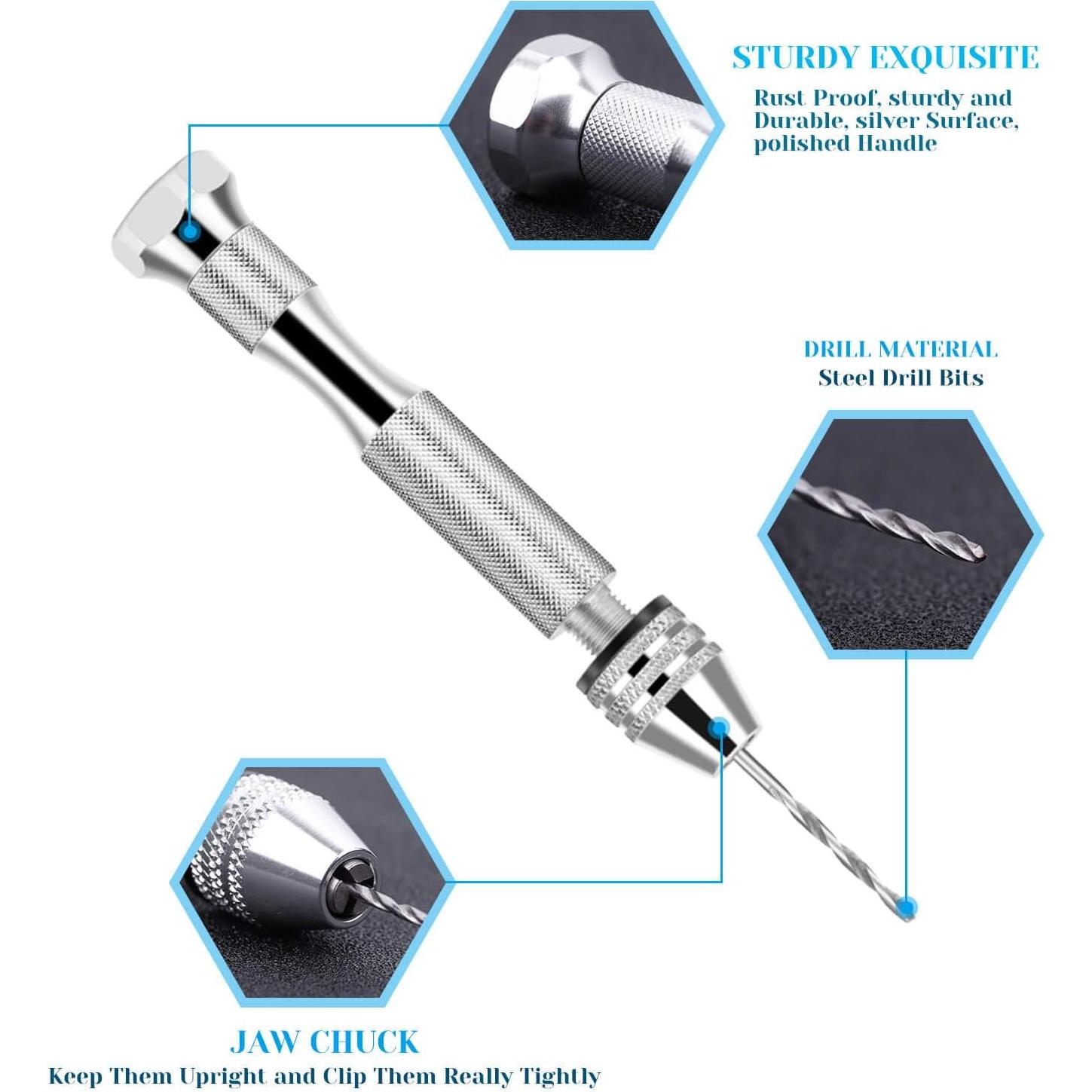 Taladro Manual Shynek con Pin Vise y 10 Brocas para Joyería