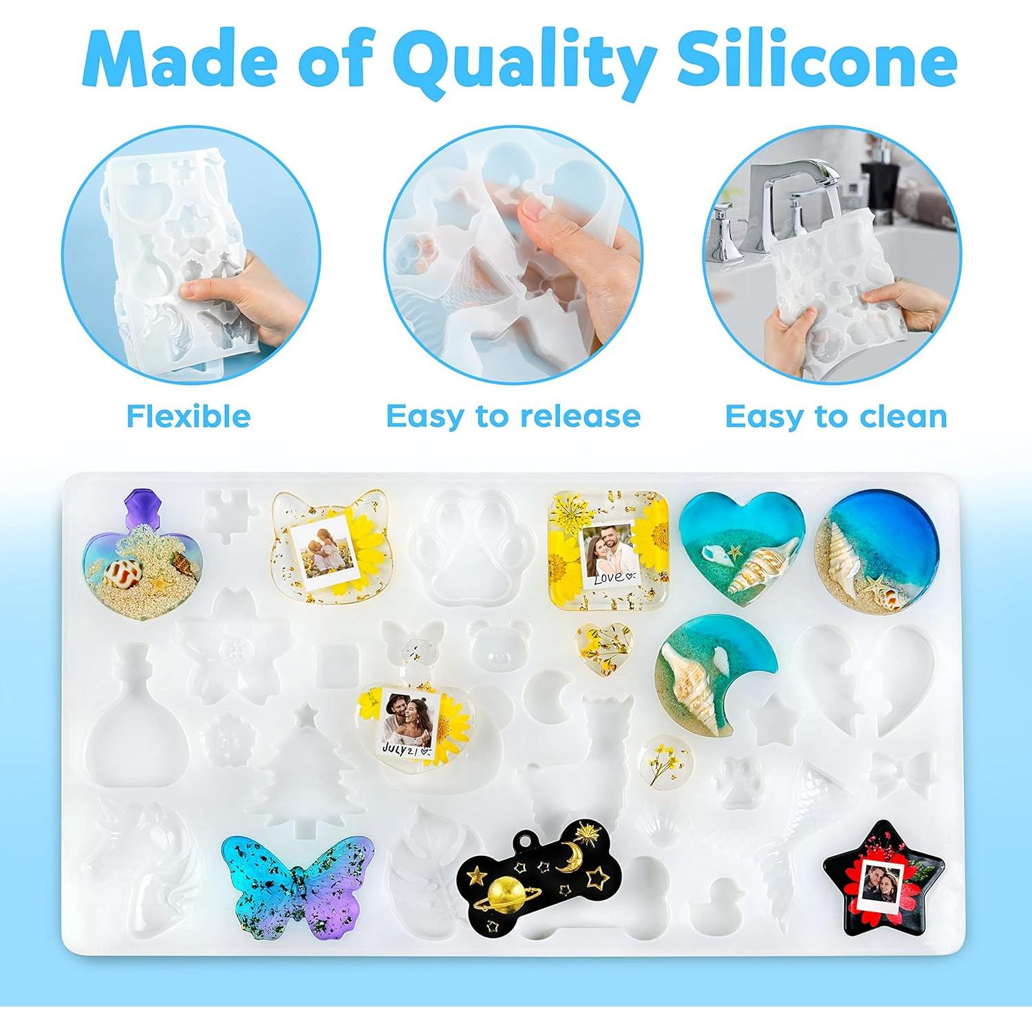 Kit de Moldes de Silicona Mocoosy 182Pcs para Resina DIY