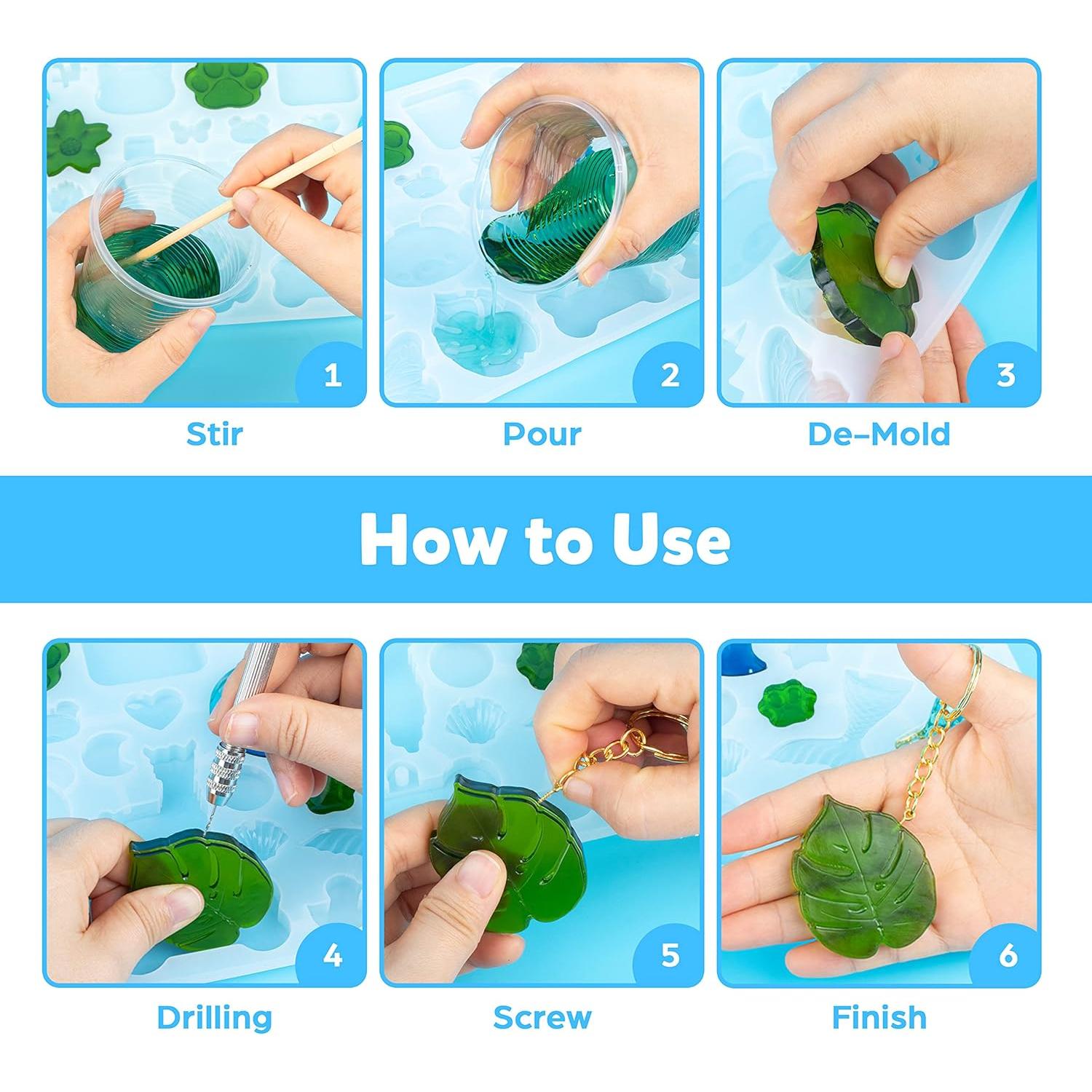 Kit de Moldes de Silicona Mocoosy 182Pcs para Resina DIY