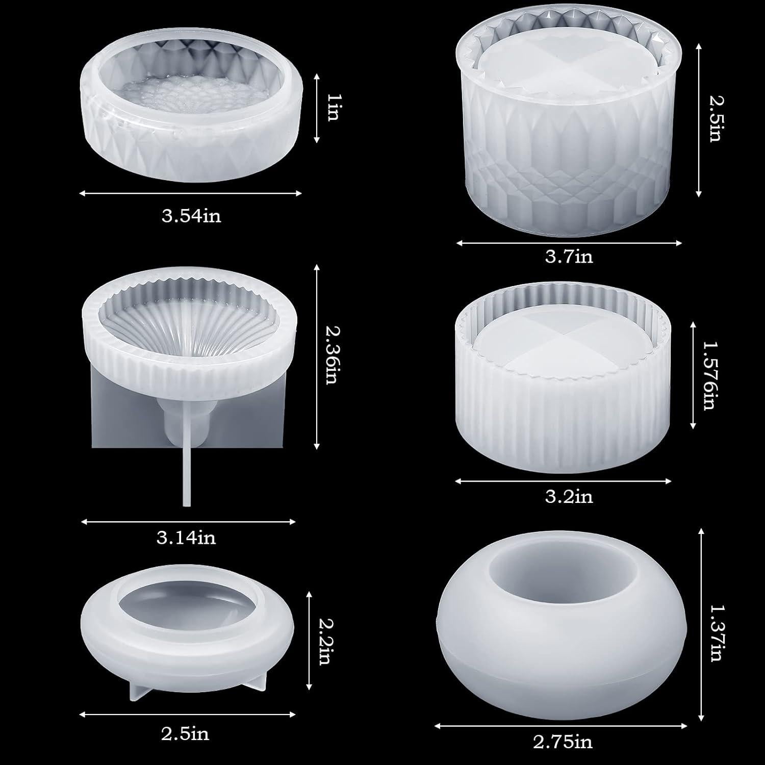 Molde de Silicona Patelai para Tarro y Caja de Joyería 3 Piezas