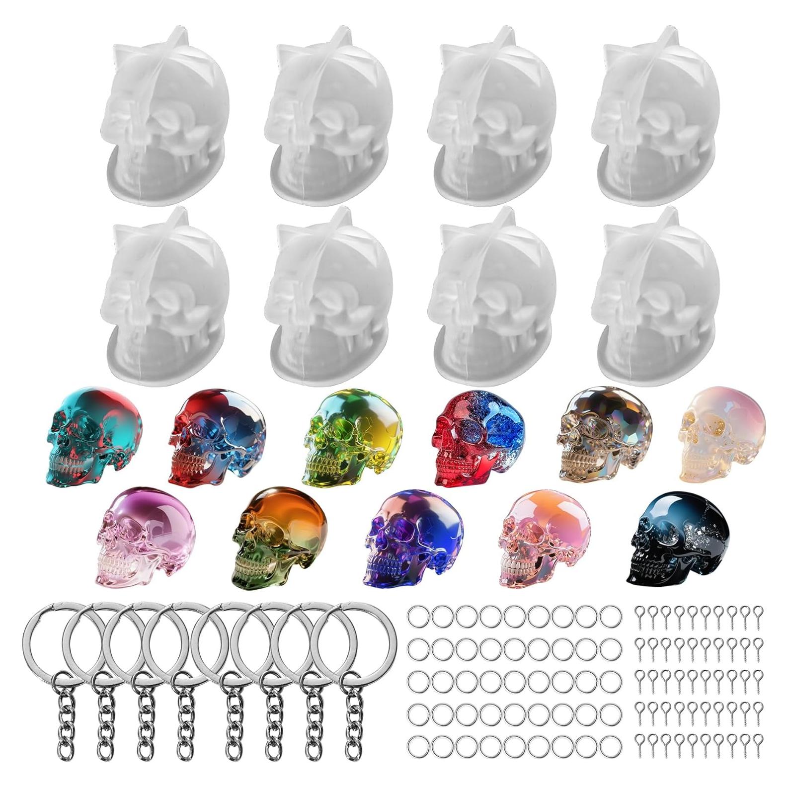 Moldes de Silicona para Resina Calavera 3D Beesini - 8 PCS