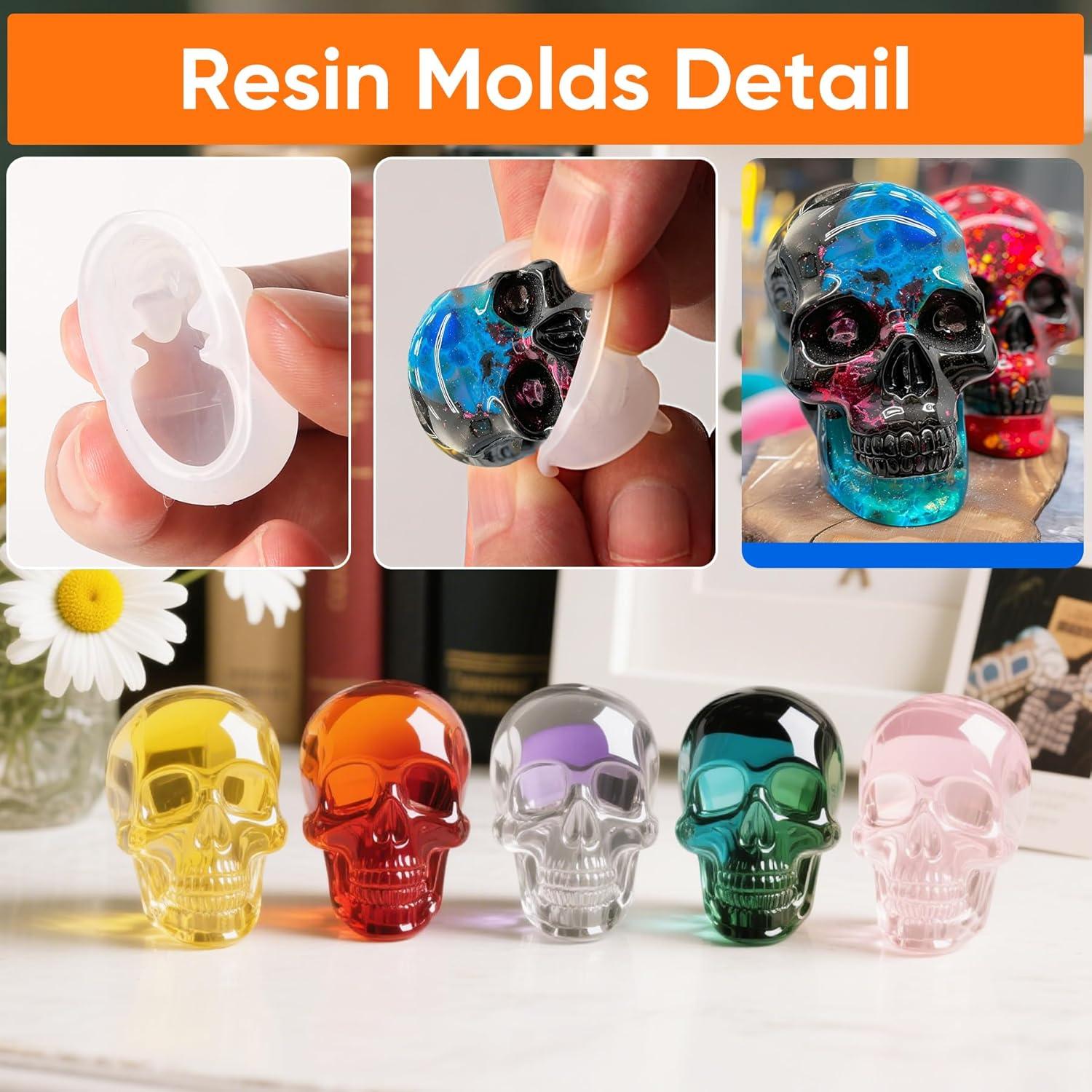 Moldes de Silicona para Resina Calavera 3D Beesini - 8 PCS