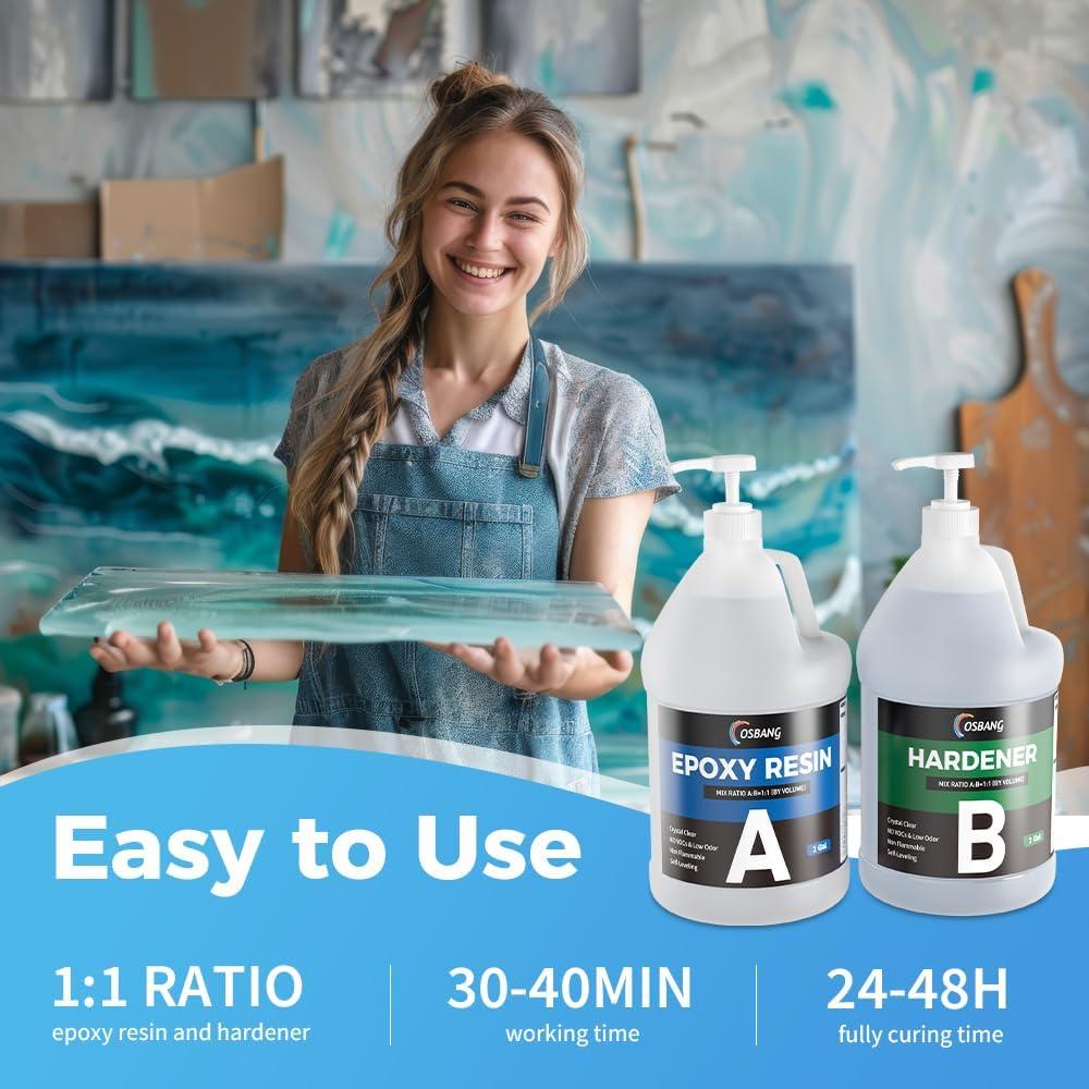 Kit de Resina Epóxica 2 Gal OSBANG Transparente Cristalino
