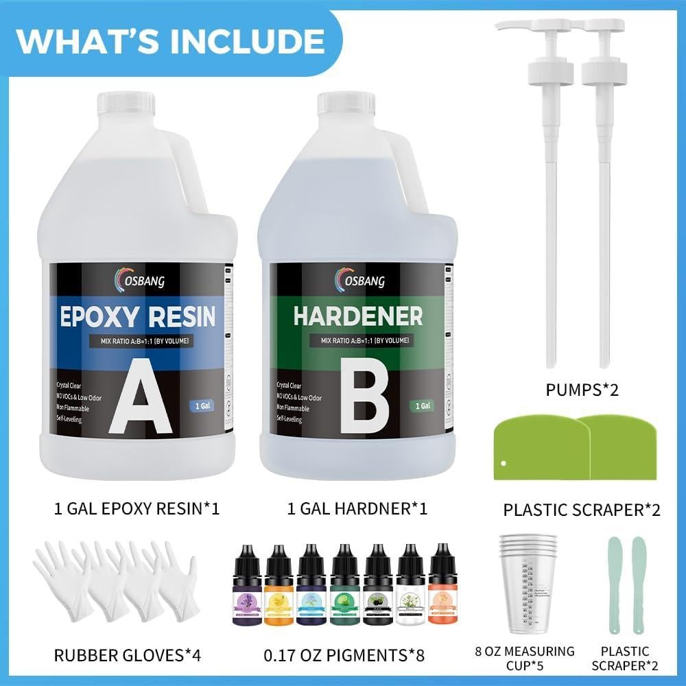 Kit de Resina Epóxica 2 Gal OSBANG Transparente Cristalino