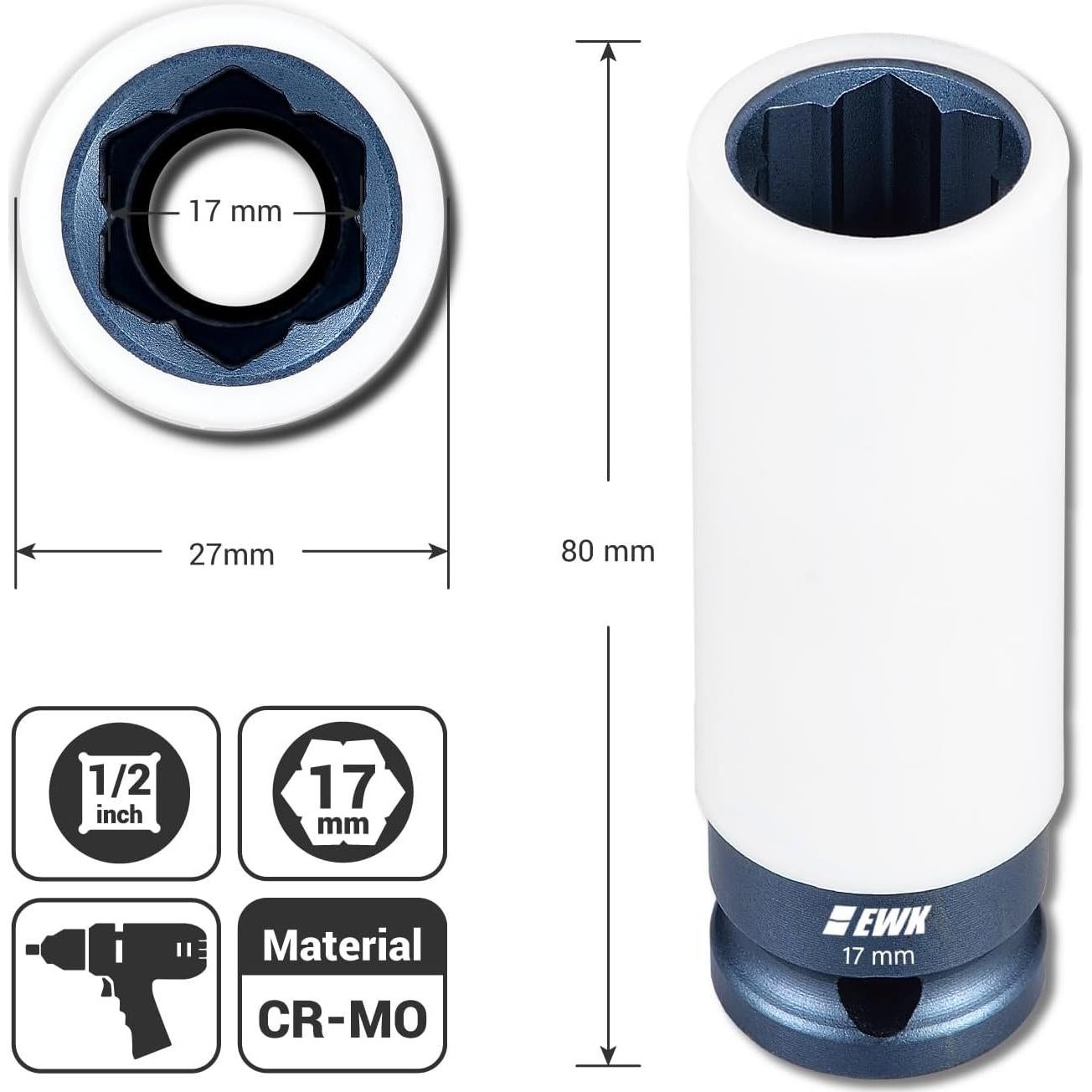 Socket de Tuerca EWK 17mm para Mercedes con Protección Nylon