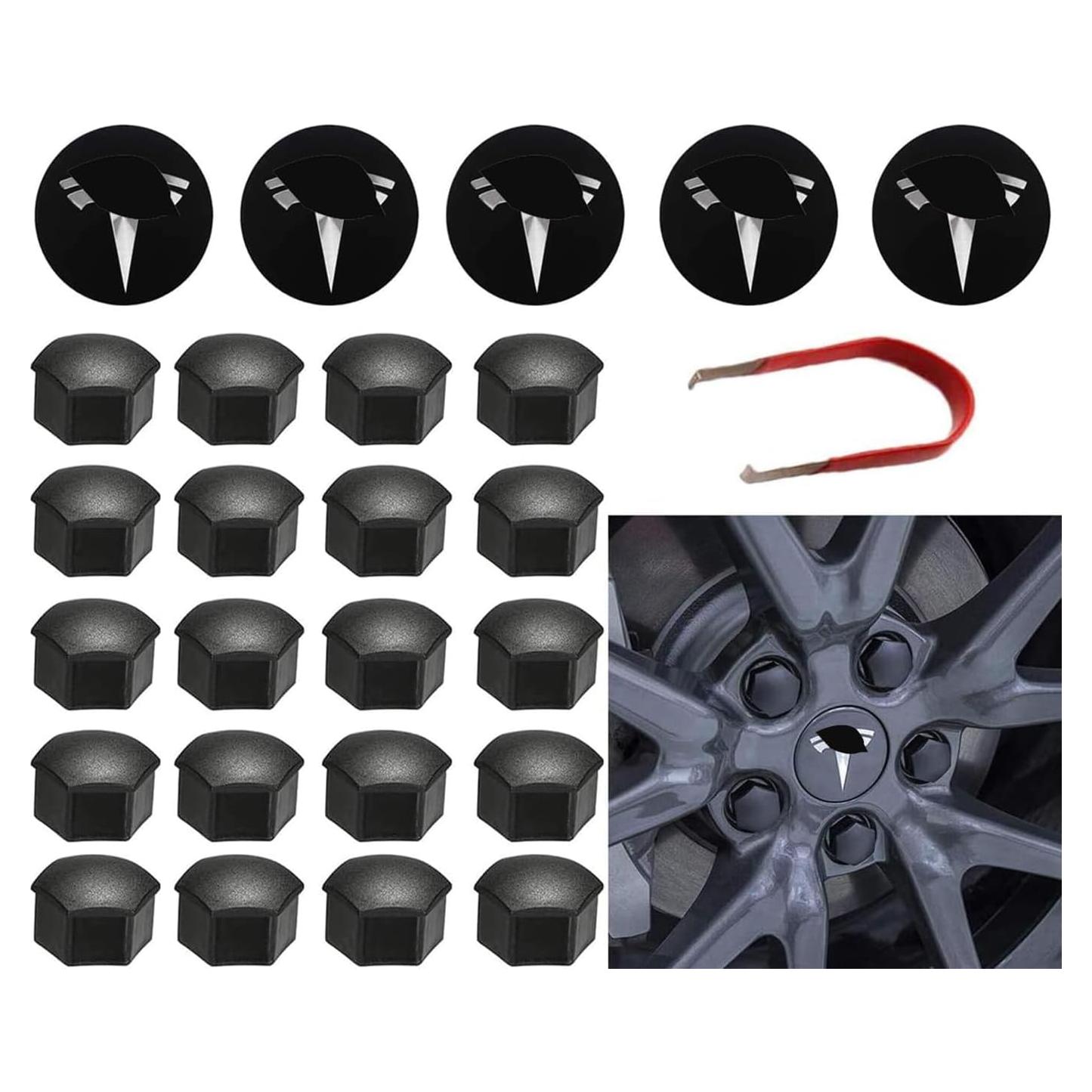 Kit de Tapas de Rueda ThinSGO para Tesla Model 3 Y S X - 4 Tapas + 20 Cubiertas