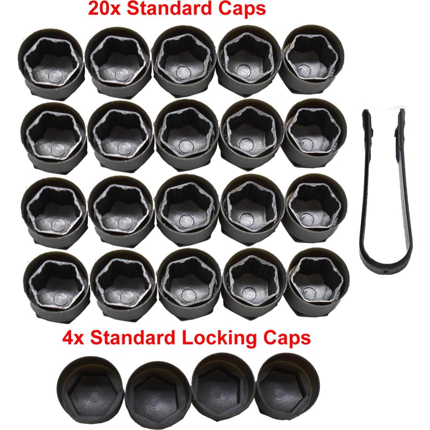 Tapa Central de Rueda XUKEY para Audi 20pcs 25mm Negro