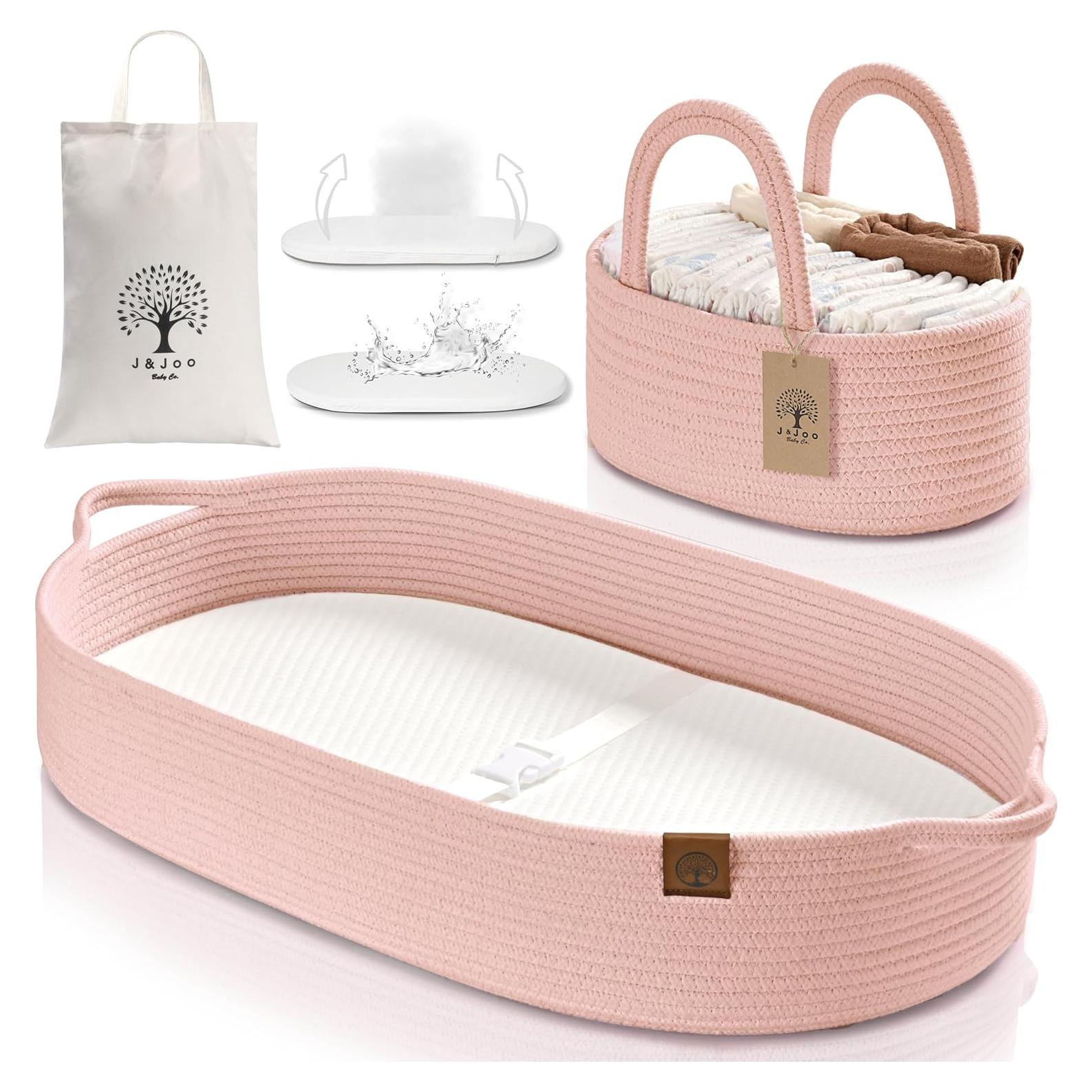 Cesta de Cambio para Bebés J&JOO Rosa Caddy Pañales Doble Cubierta