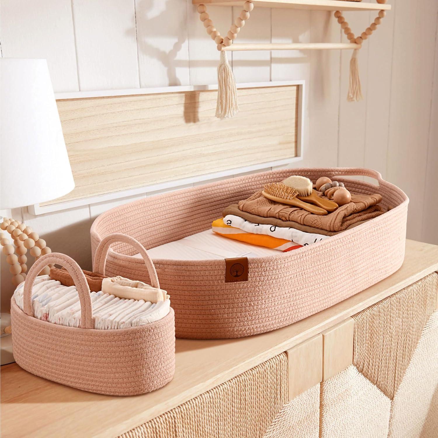 Cesta de Cambio para Bebés J&JOO Rosa Caddy Pañales Doble Cubierta