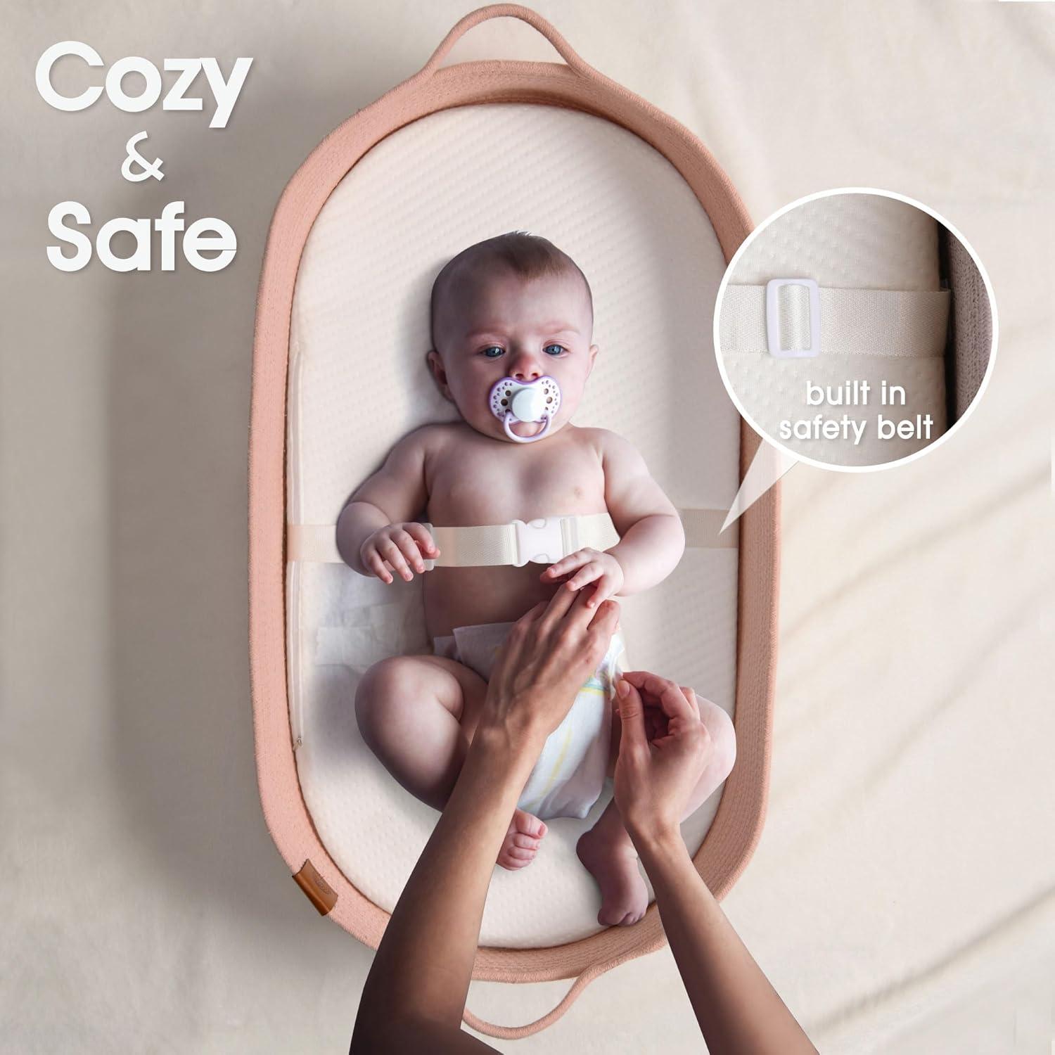 Cesta de Cambio para Bebés J&JOO Rosa Caddy Pañales Doble Cubierta