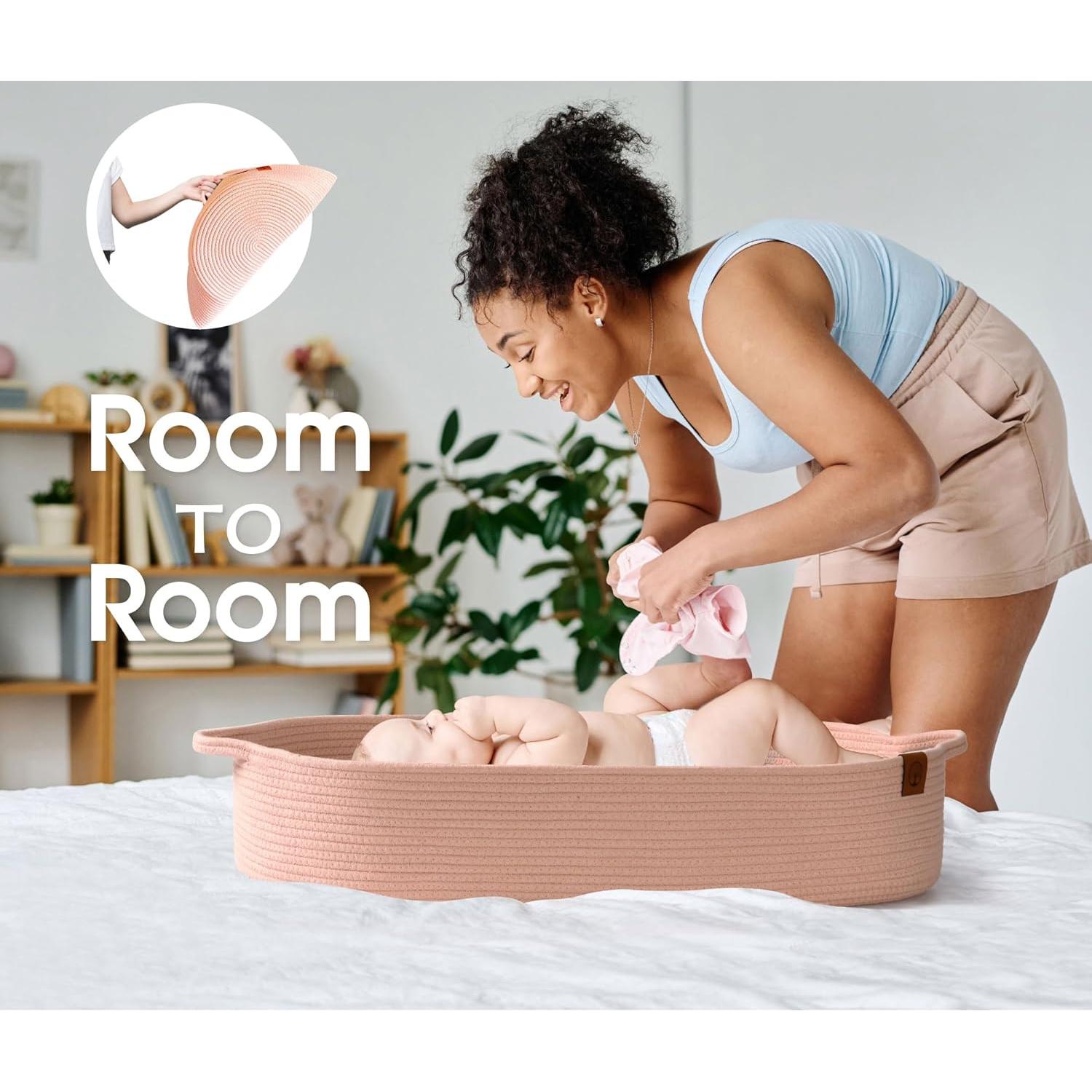 Cesta de Cambio para Bebés J&JOO Rosa Caddy Pañales Doble Cubierta