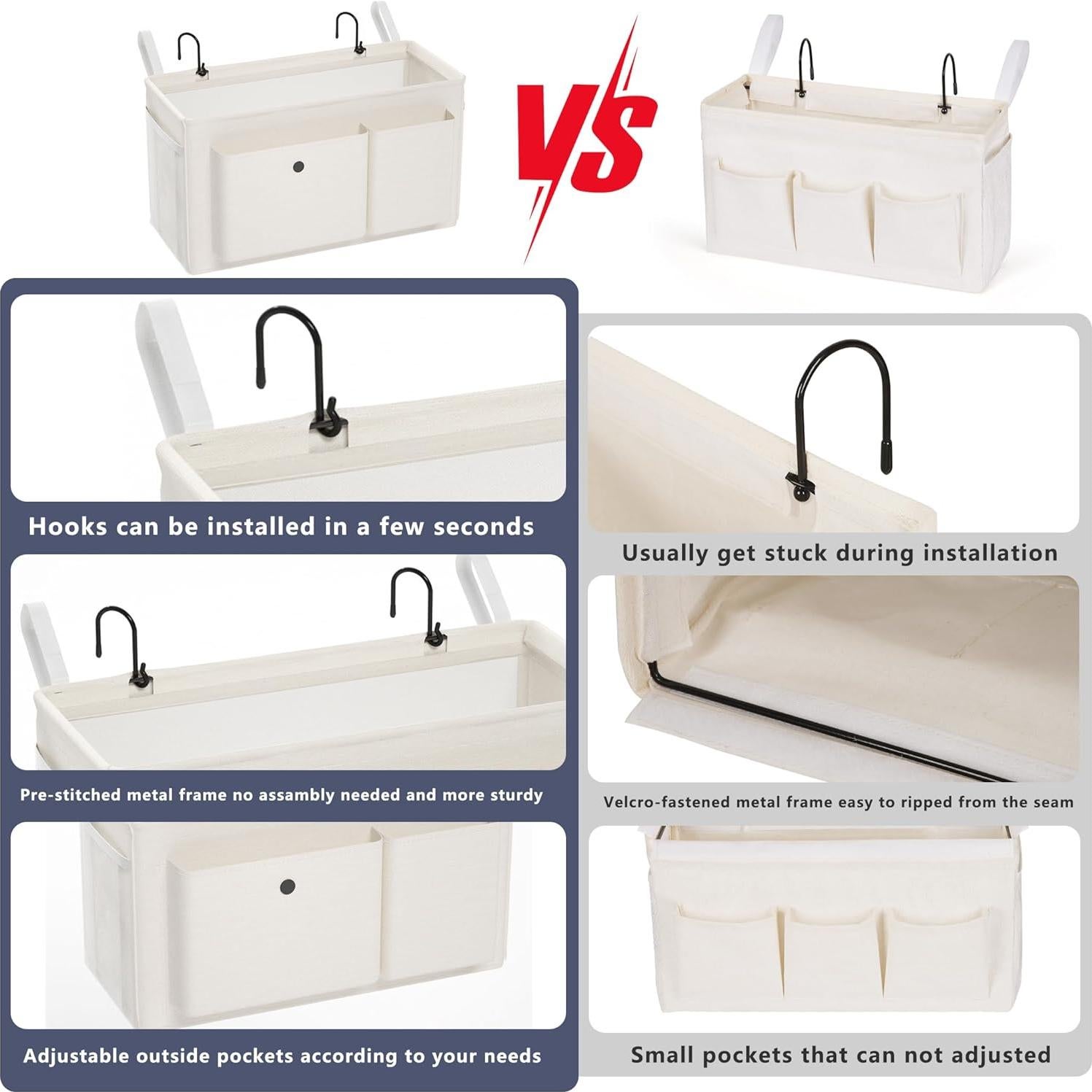 Organizador Lateral para Cama Edudif Blanco - Caddy Colgante 37.5x20cm