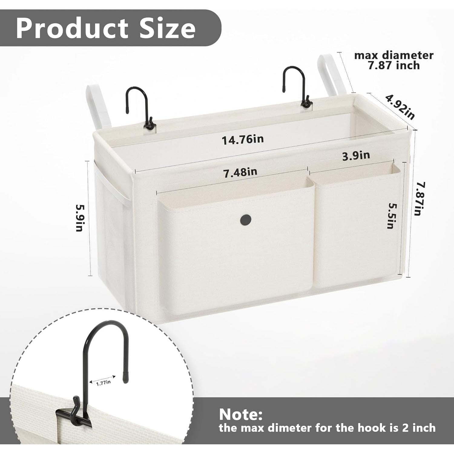 Organizador Lateral para Cama Edudif Blanco - Caddy Colgante 37.5x20cm