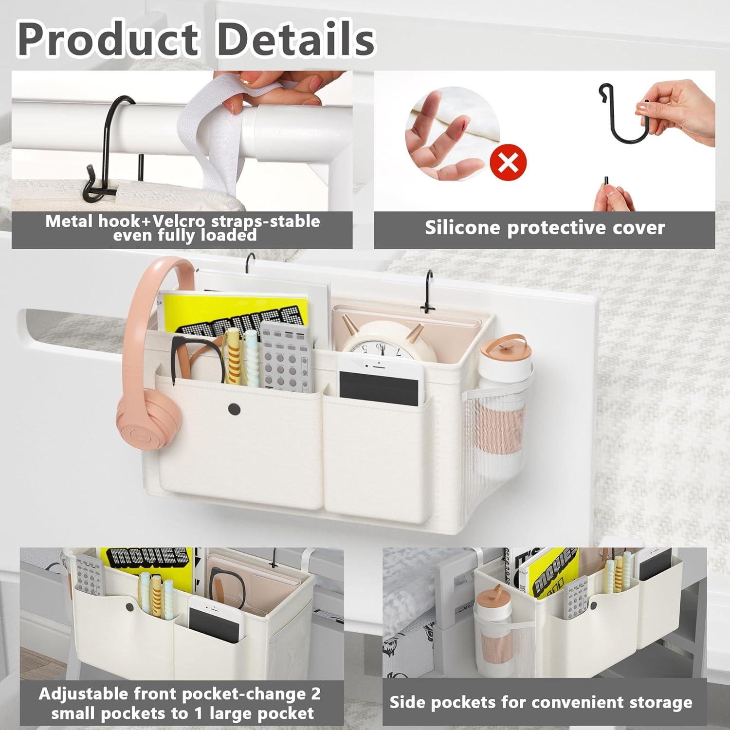 Organizador Lateral para Cama Edudif Blanco - Caddy Colgante 37.5x20cm