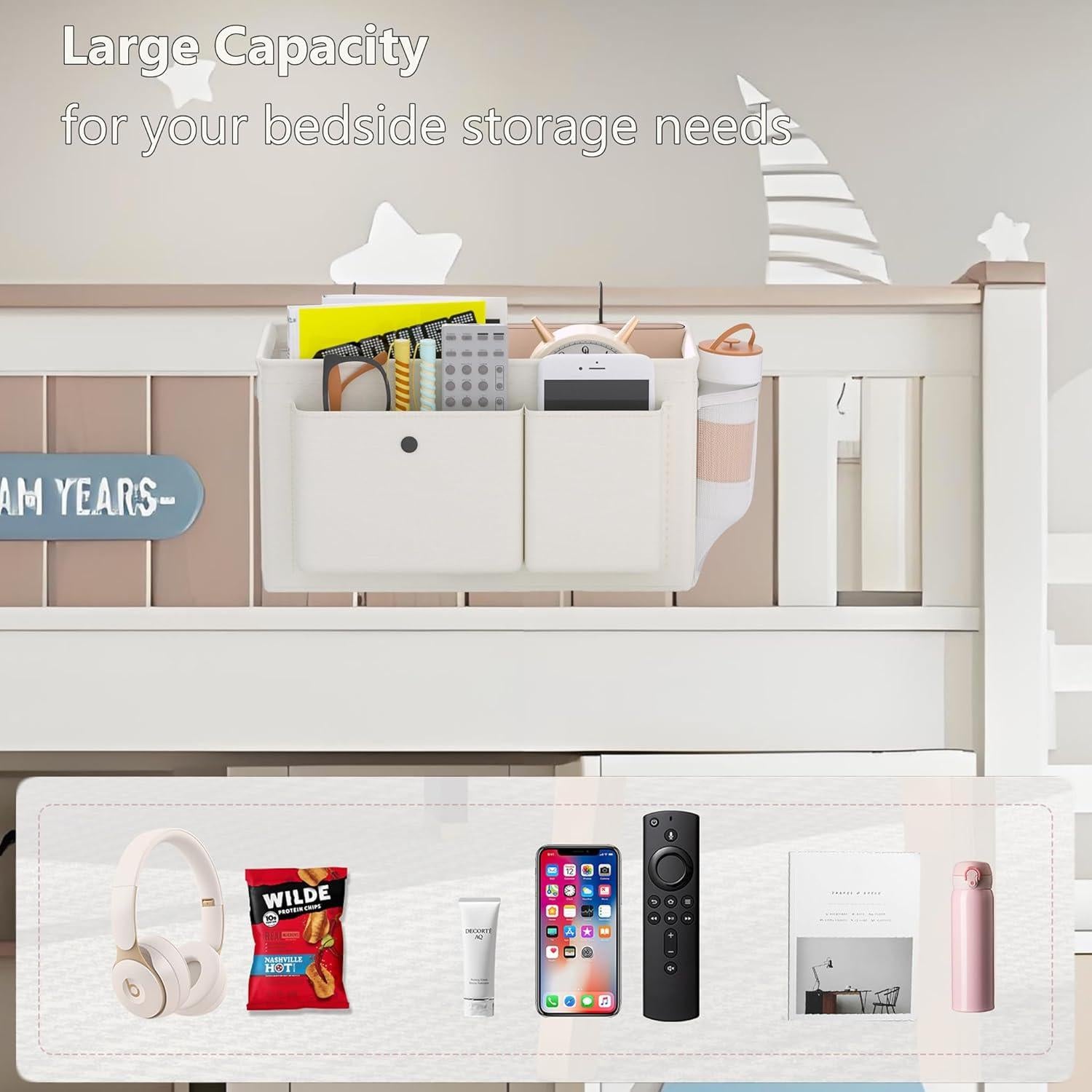 Organizador Lateral para Cama Edudif Blanco - Caddy Colgante 37.5x20cm