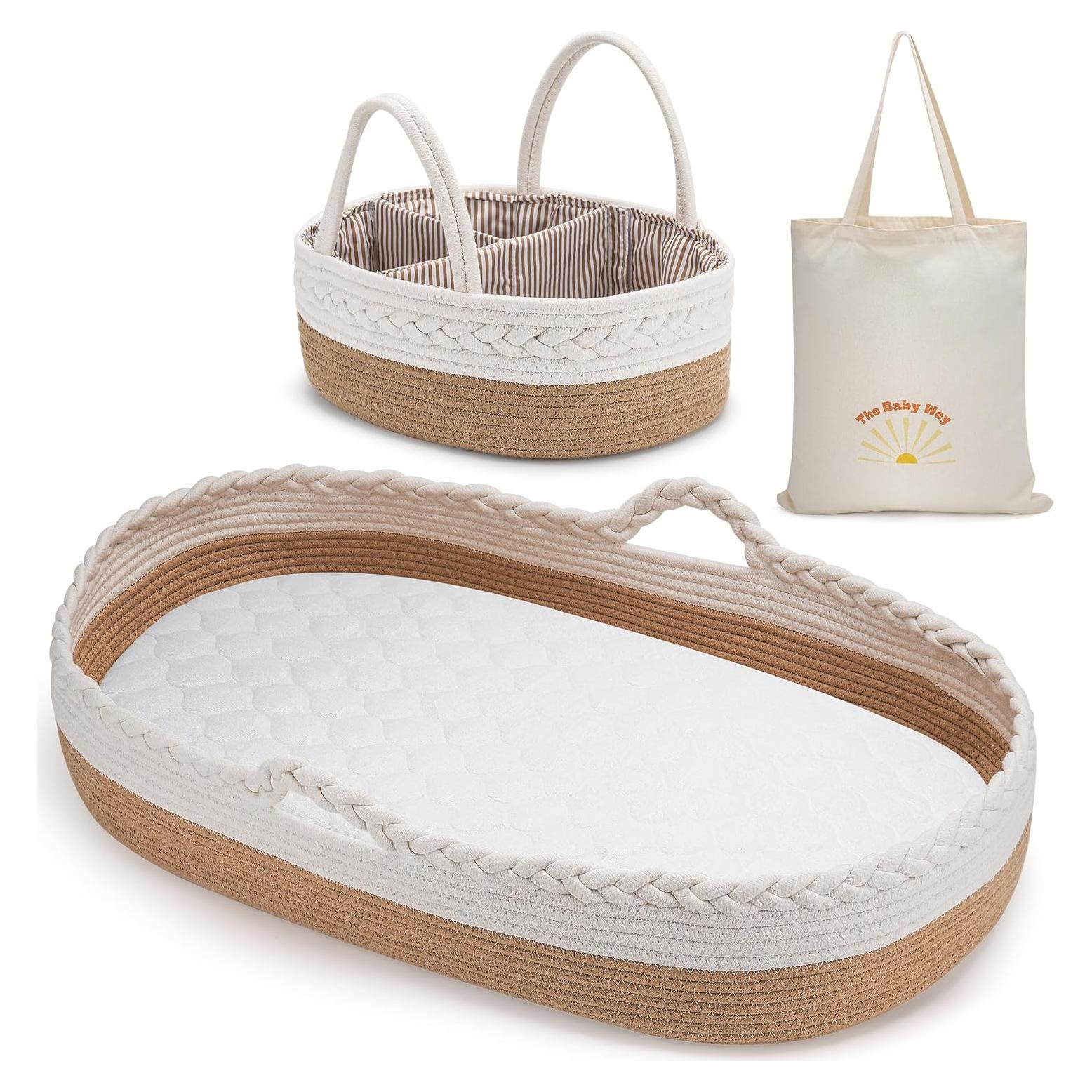 Cesta de Cambio para Bebés The Baby Wey con Almohadilla y Fundas