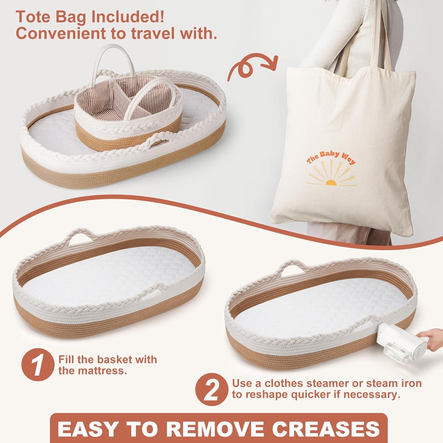 Cesta de Cambio para Bebés The Baby Wey con Almohadilla y Fundas