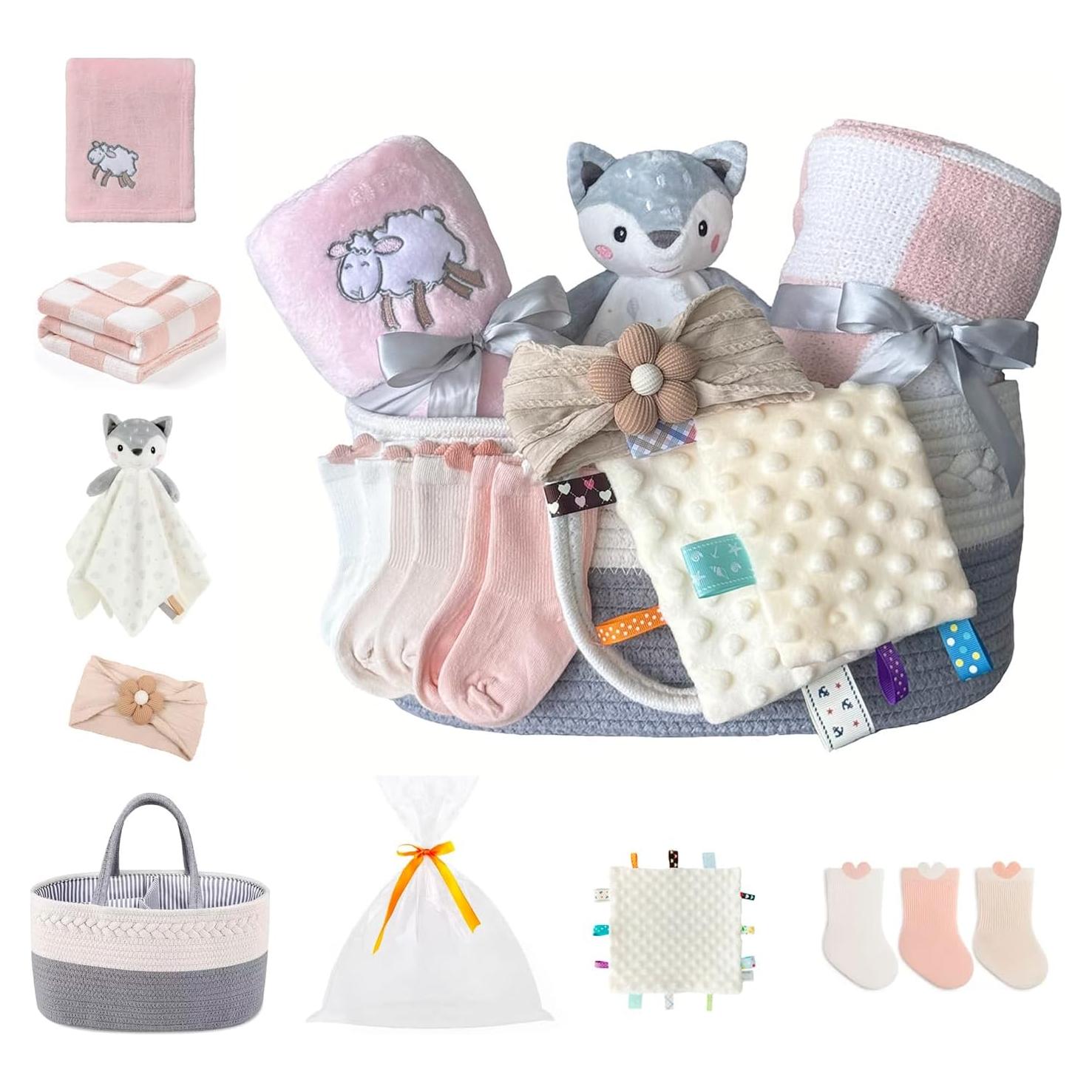 Set de Regalo para Bebés CREVENT - Organizador Rosa con Mantas y Más