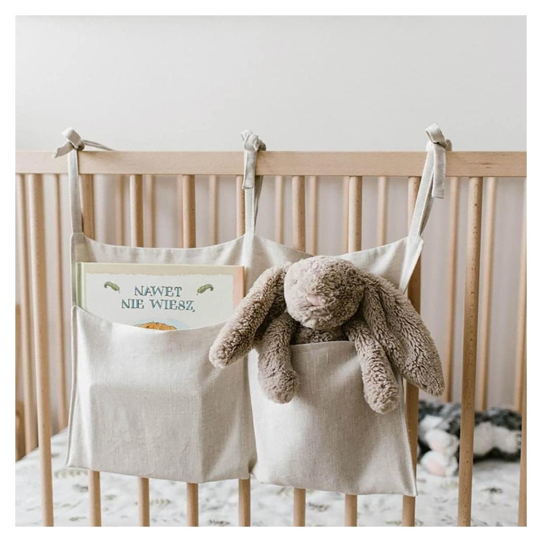 Organizador Colgante de Cuna YeeMan de Lino 2 Bolsillos