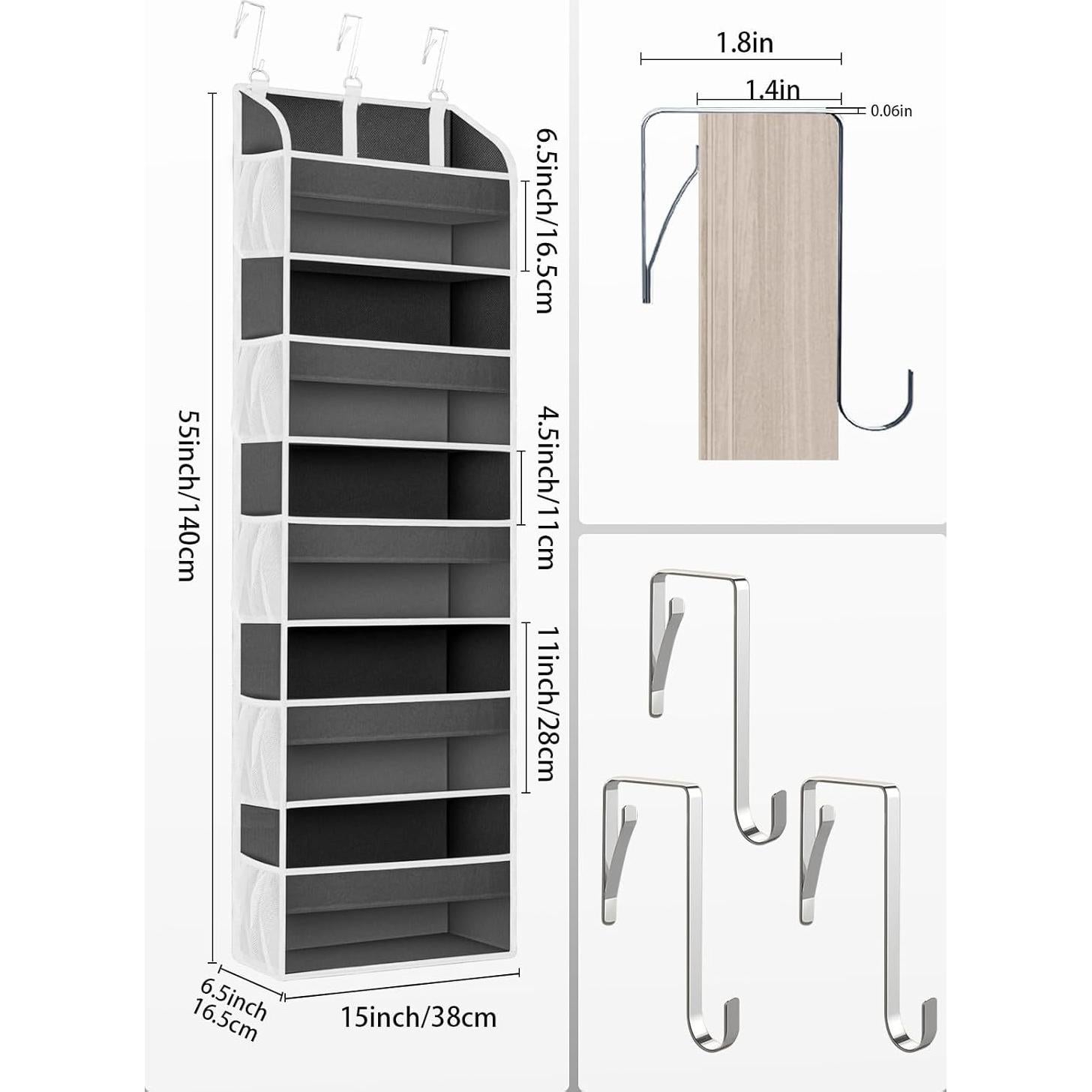 Organizador de Puerta TAHAVICE 5 Bolsillos Grandes Gris Oscuro