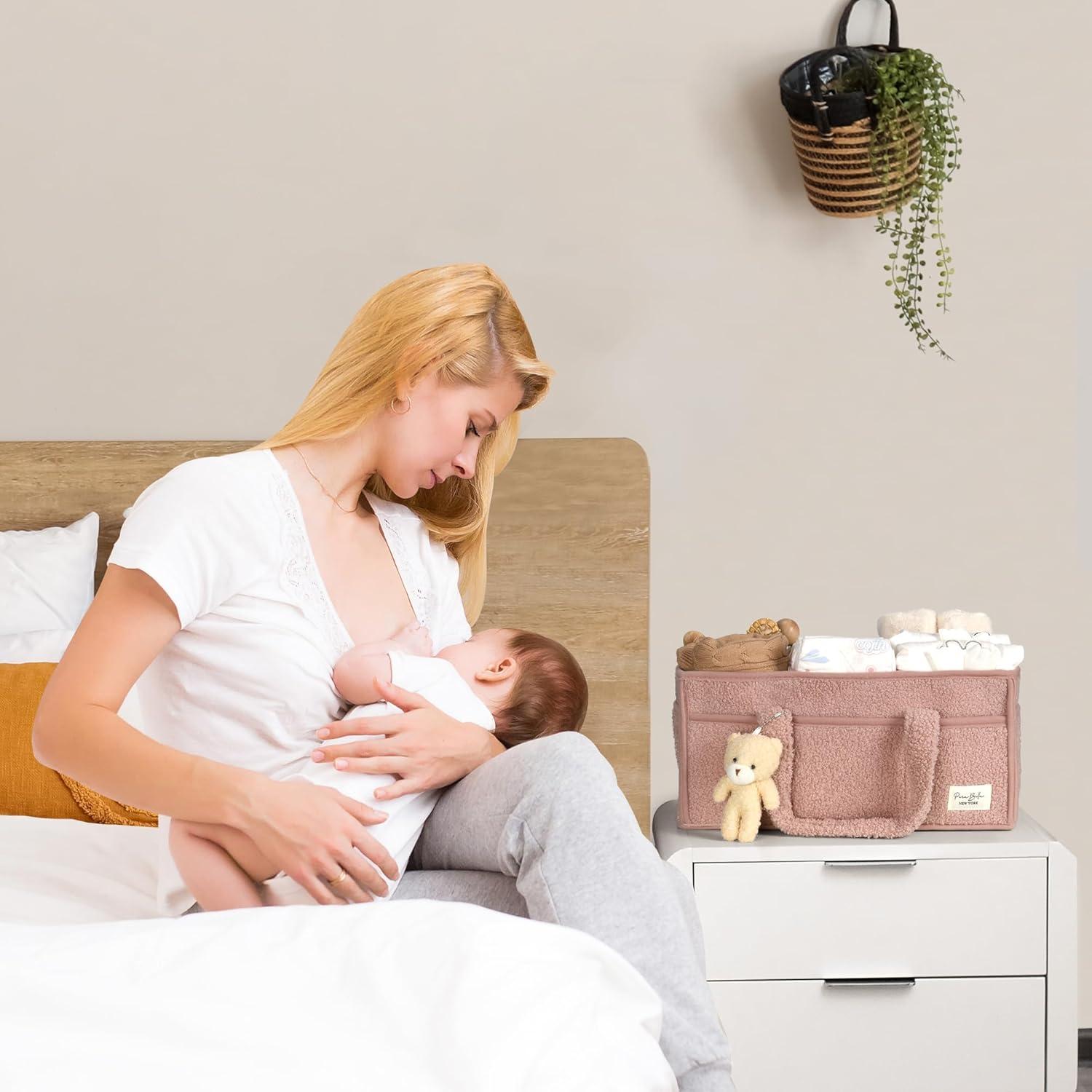 Organizador de Pañales PeraBella Rosa Polvo 38x25.4x17.8cm