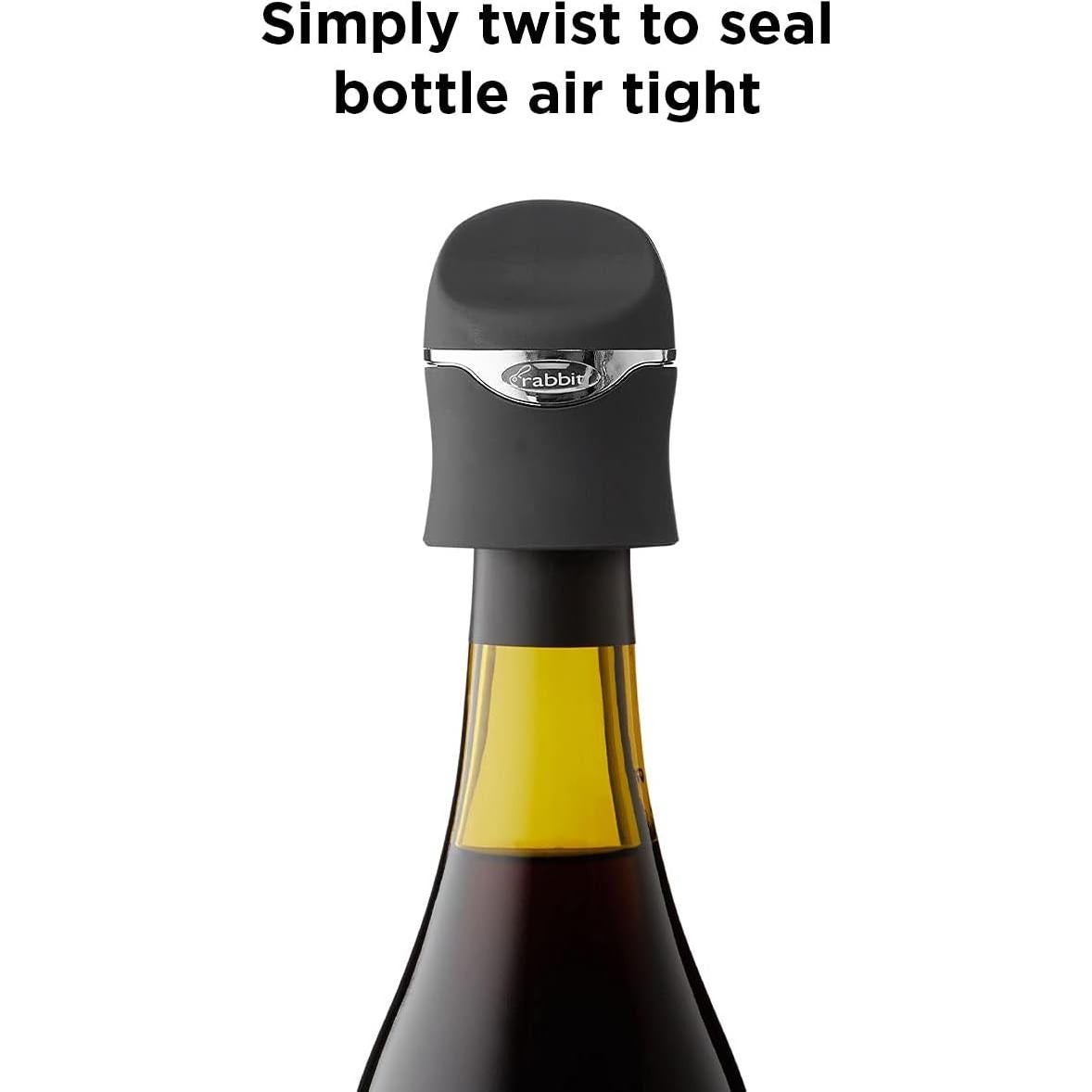 Sello Hermético de Vino y Champagne Rabbit - Negro