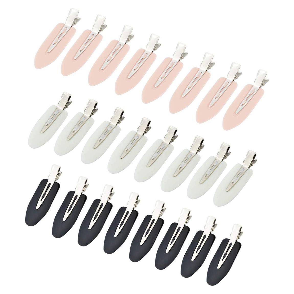 24 Clips para el Cabello Sin Doblado Wobe - Negro, Rosa, Blanco