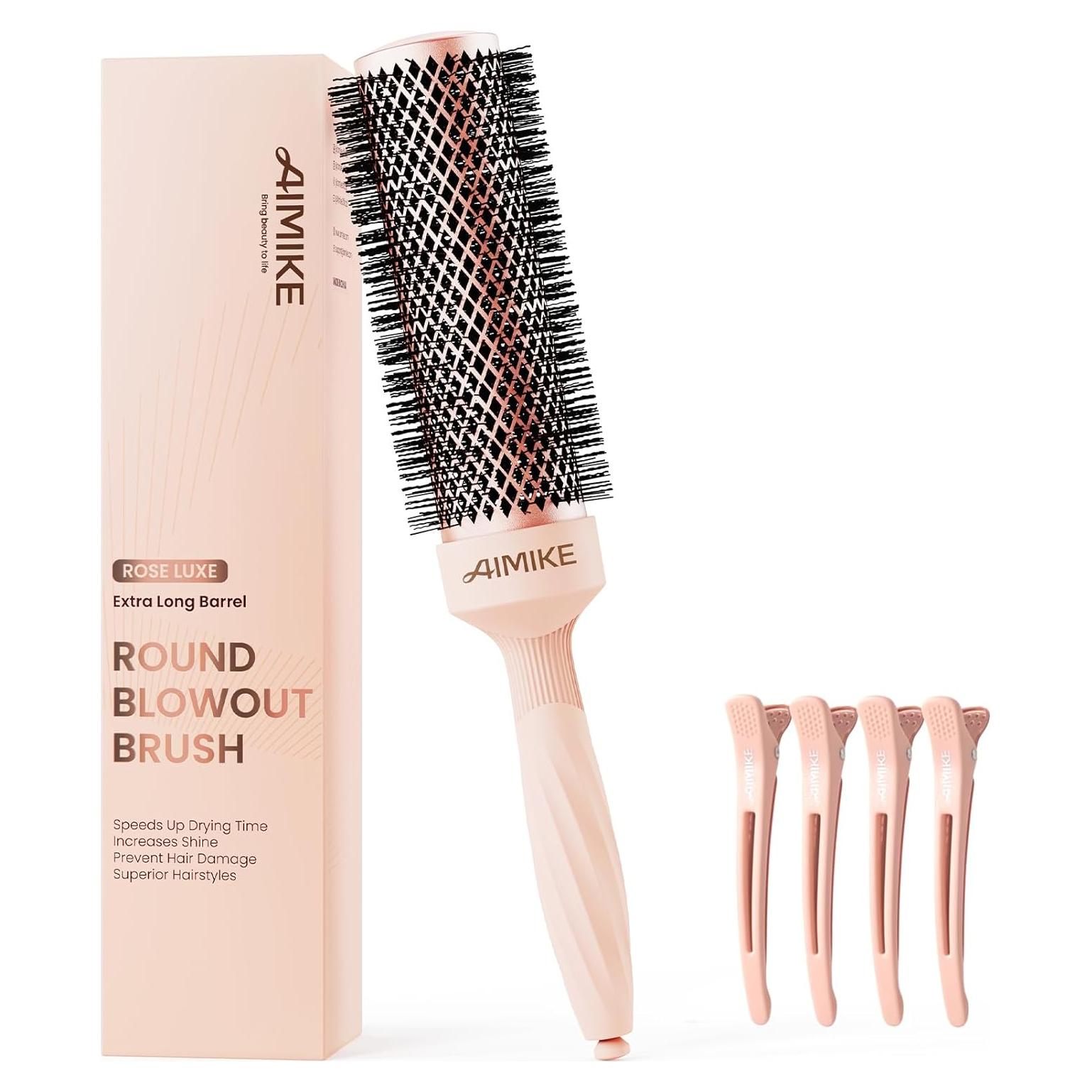 Cepillo Redondo AIMIKE Extra Largo 43mm Rosa Luxe con Clips