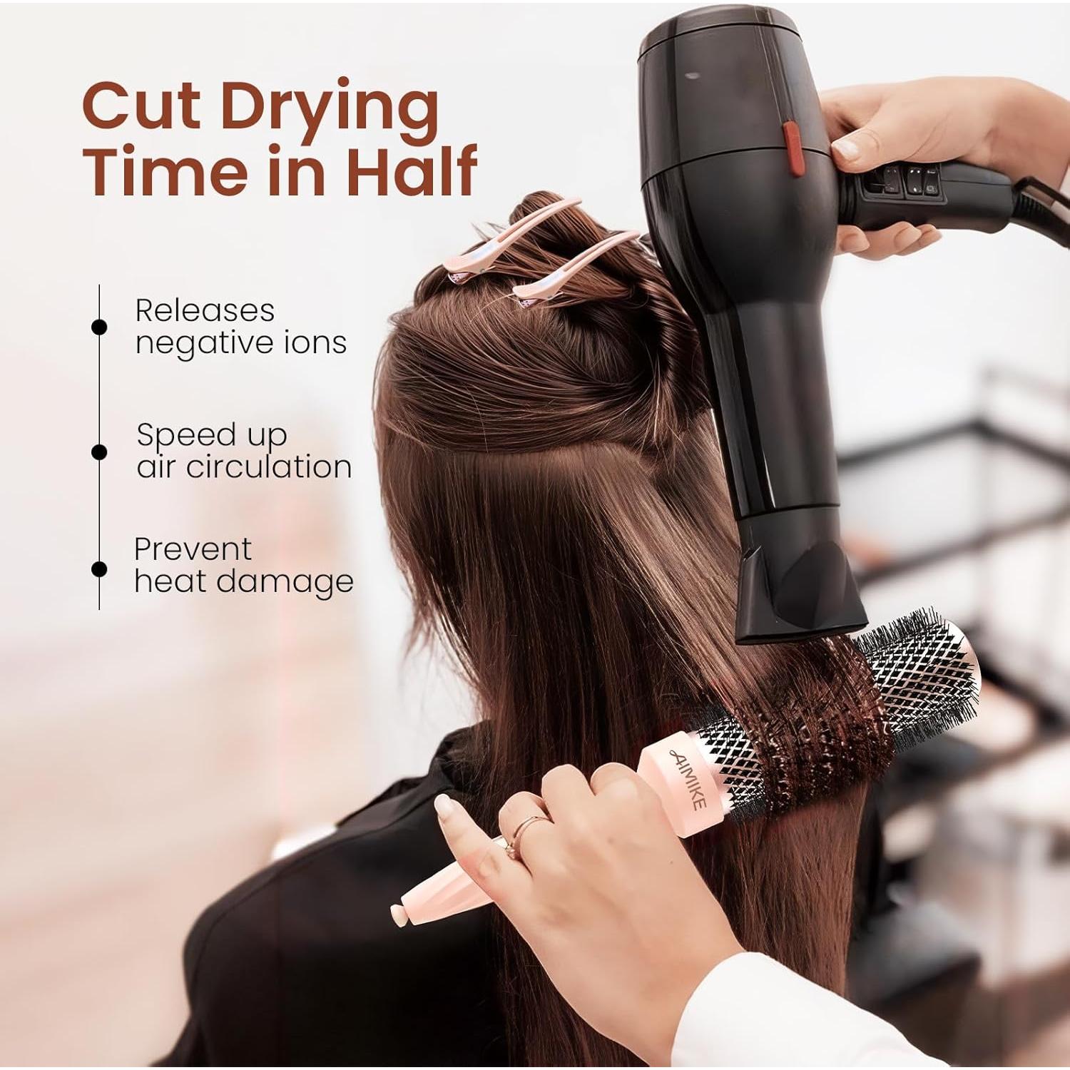 Cepillo Redondo AIMIKE Extra Largo 43mm Rosa Luxe con Clips