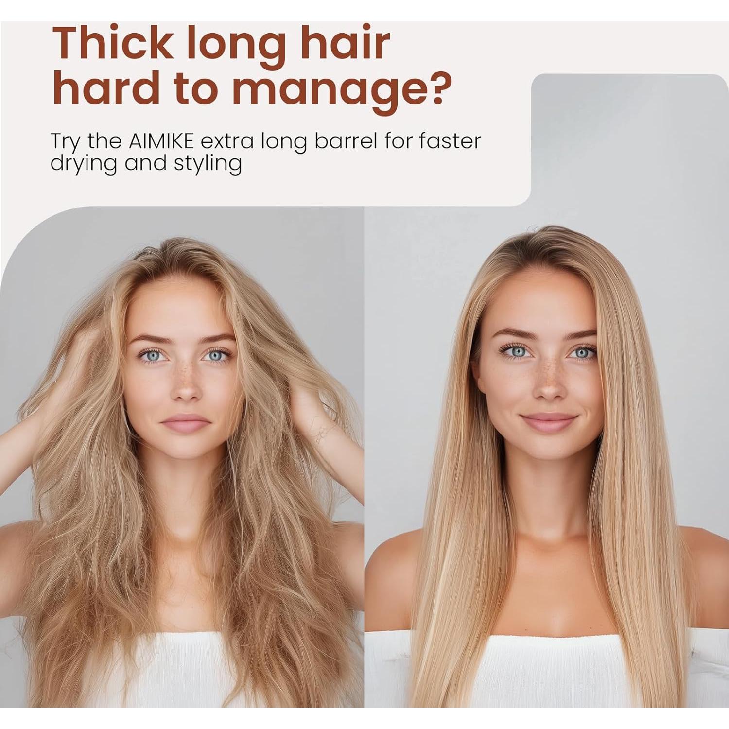 Cepillo Redondo AIMIKE Extra Largo 43mm Rosa Luxe con Clips