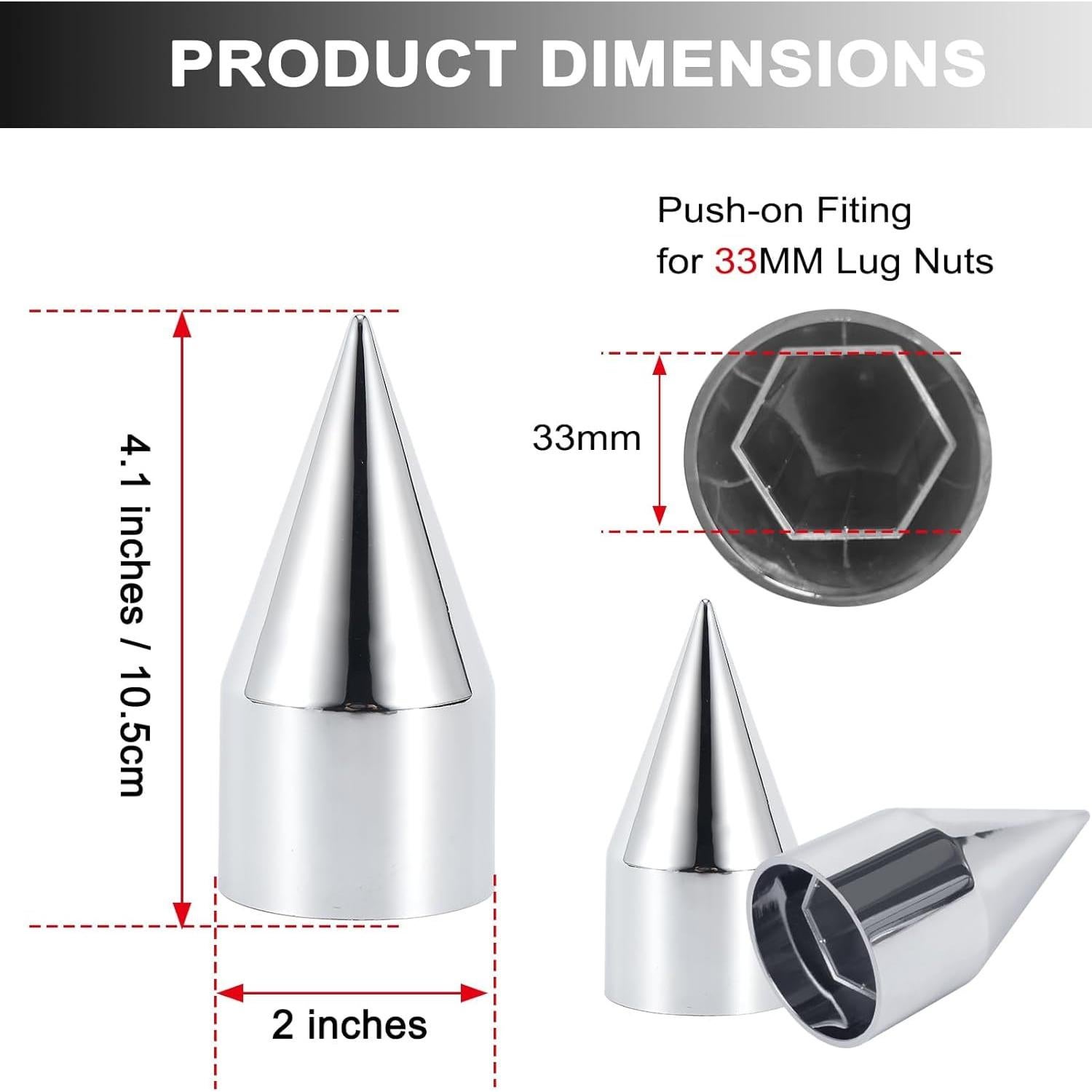 Tapas de Tuerca de Rueda Cromadas TECTRUC 33mm 60 PCS