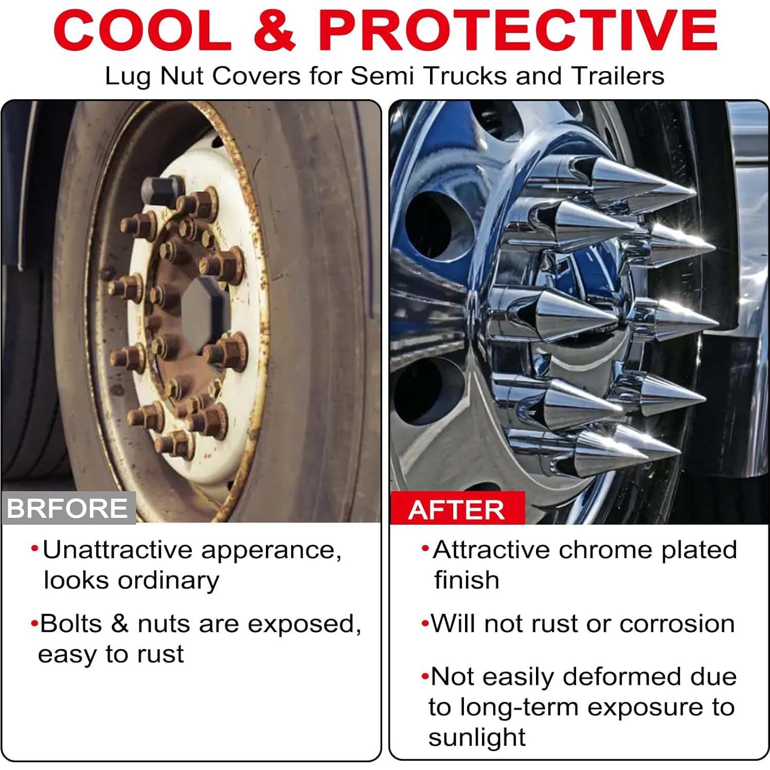 Tapas de Tuerca de Rueda Cromadas TECTRUC 33mm 60 PCS