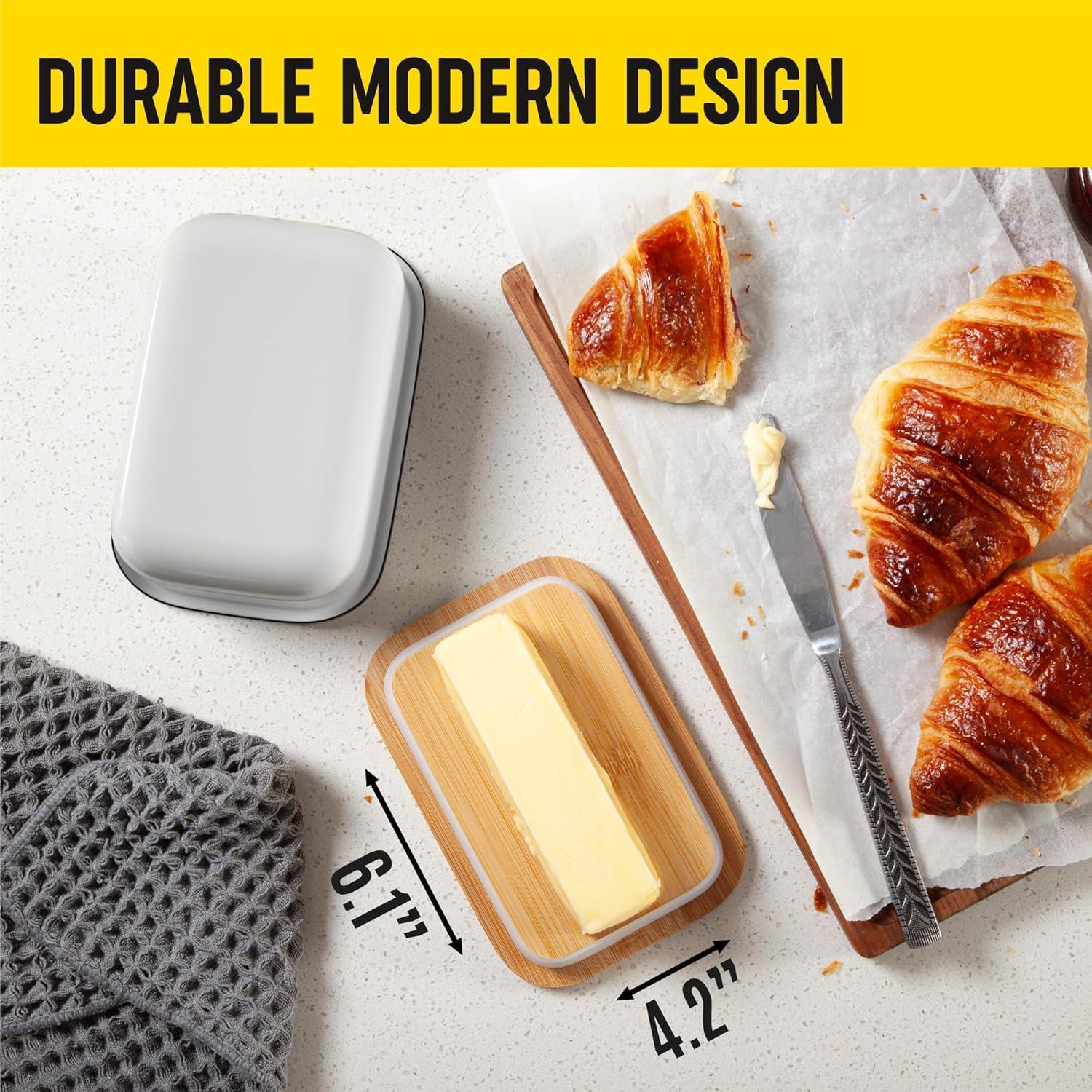 Plato de Mantequilla Blanco Kensington London con Tapa 11.5x8x16.5cm