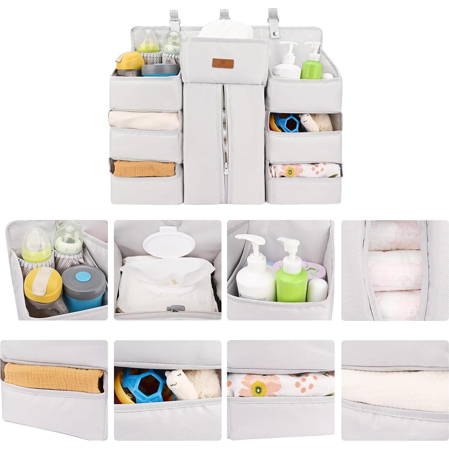 Organizador de Pañales Bebamour Khaki para Cuna y Mesa de Cambio