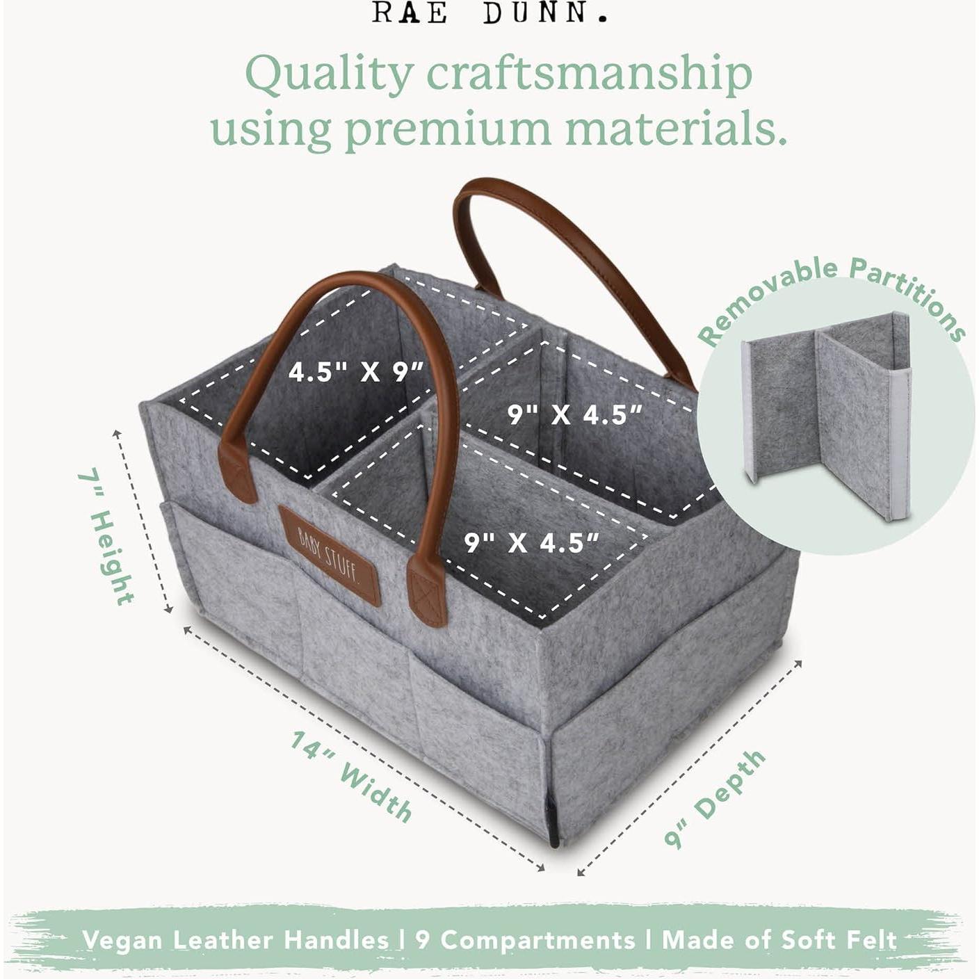 Caddy Organizador de Pañales Rae Dunn Fieltro Gris 40.6x22.9x17.8cm