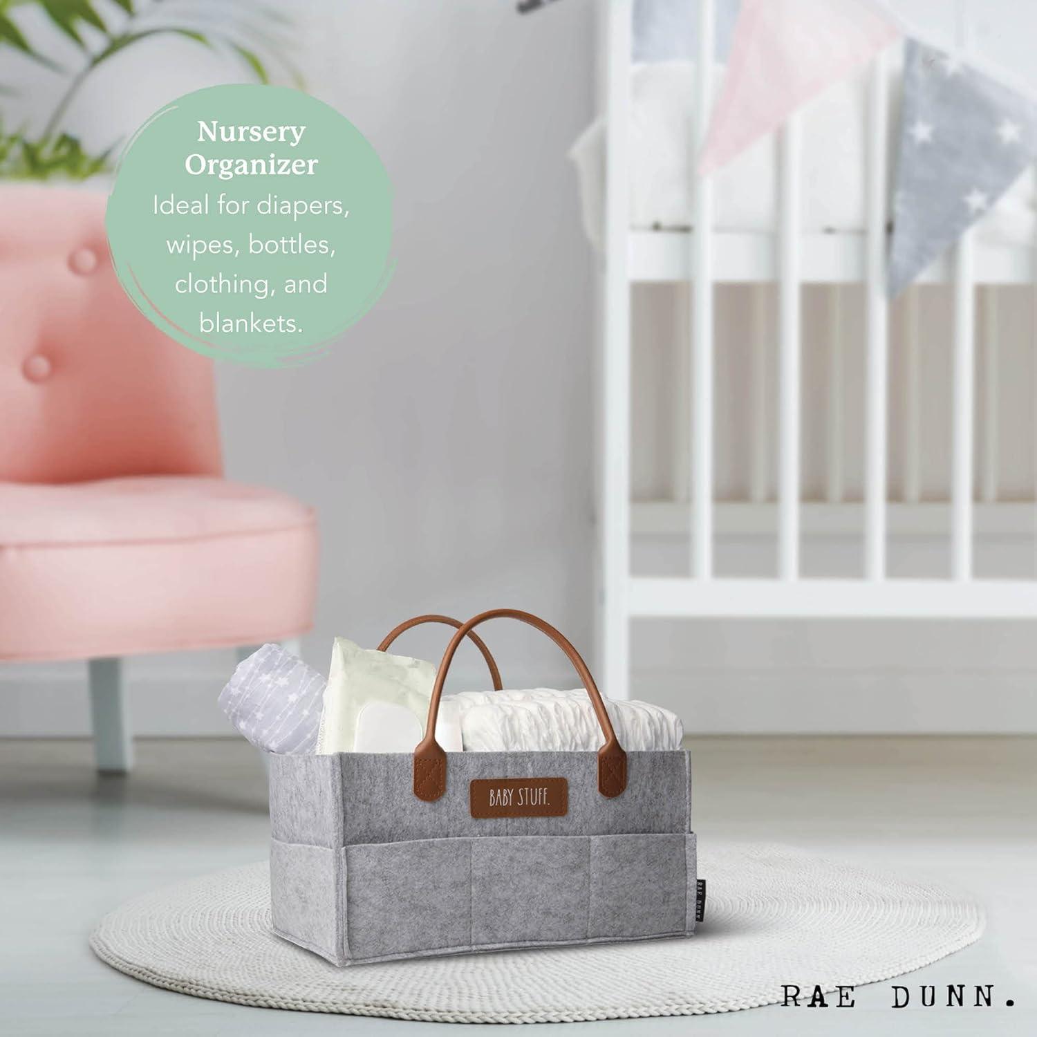 Caddy Organizador de Pañales Rae Dunn Fieltro Gris 40.6x22.9x17.8cm