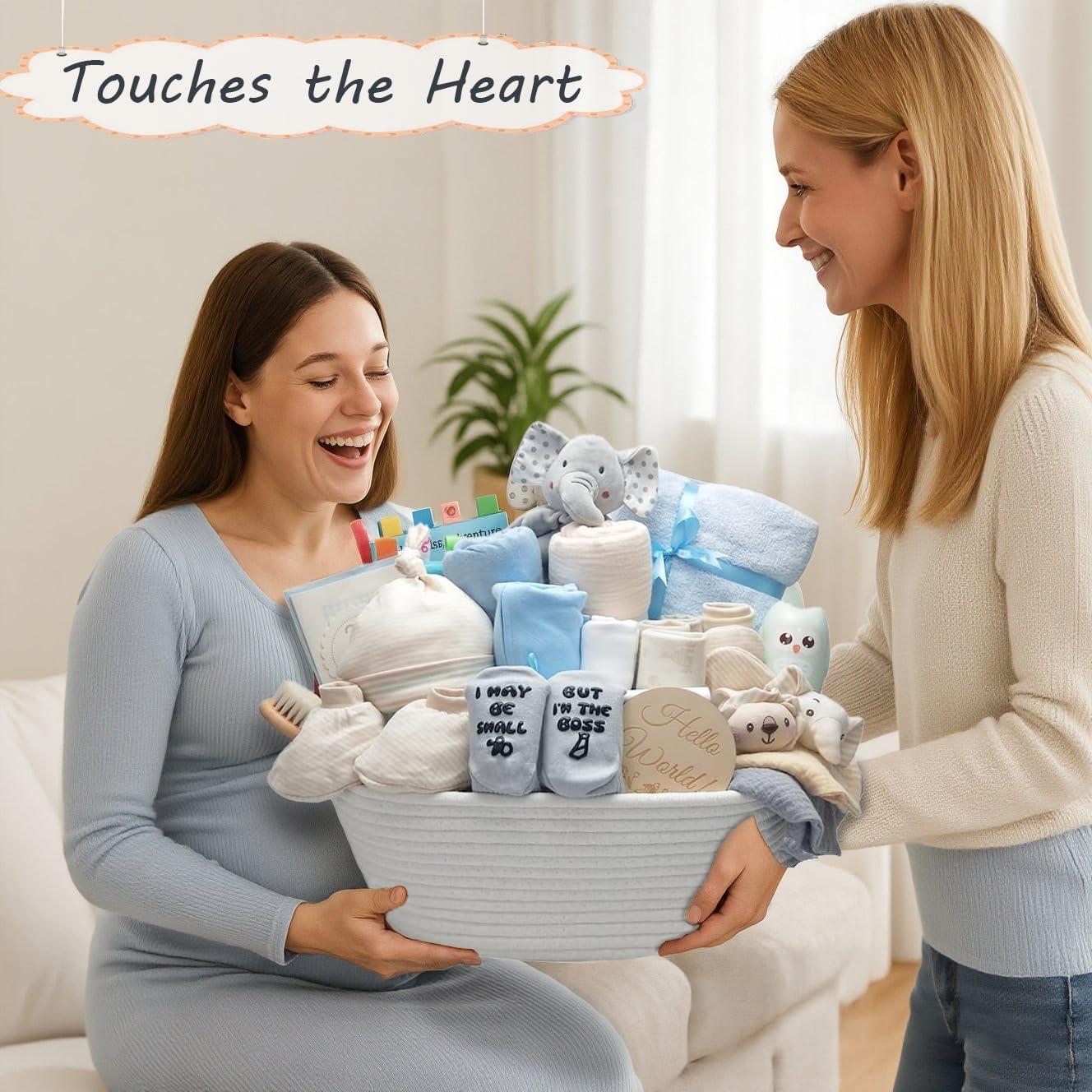 Cesta de Regalo 27 Piezas para Bebé Azul - Esenciales Recién Nacido