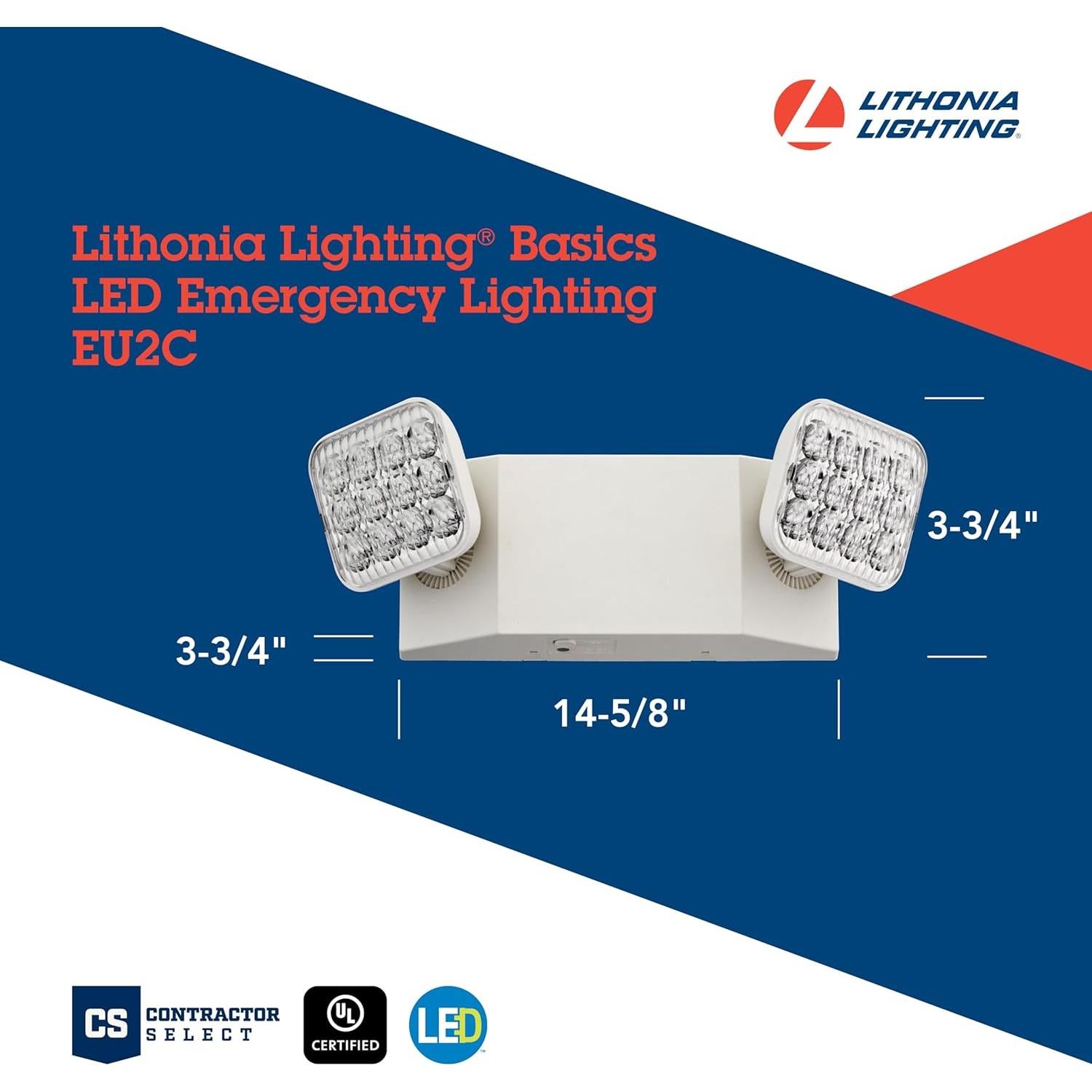 Luz de Emergencia LED Lithonia EU2C M6 90 Minutos 2 Lámparas