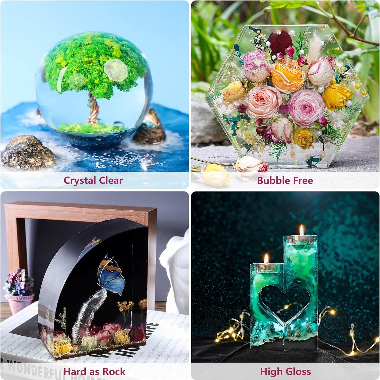 Kit de Resina Epoxy Cristalina LET'S RESIN 2x40oz con Mica