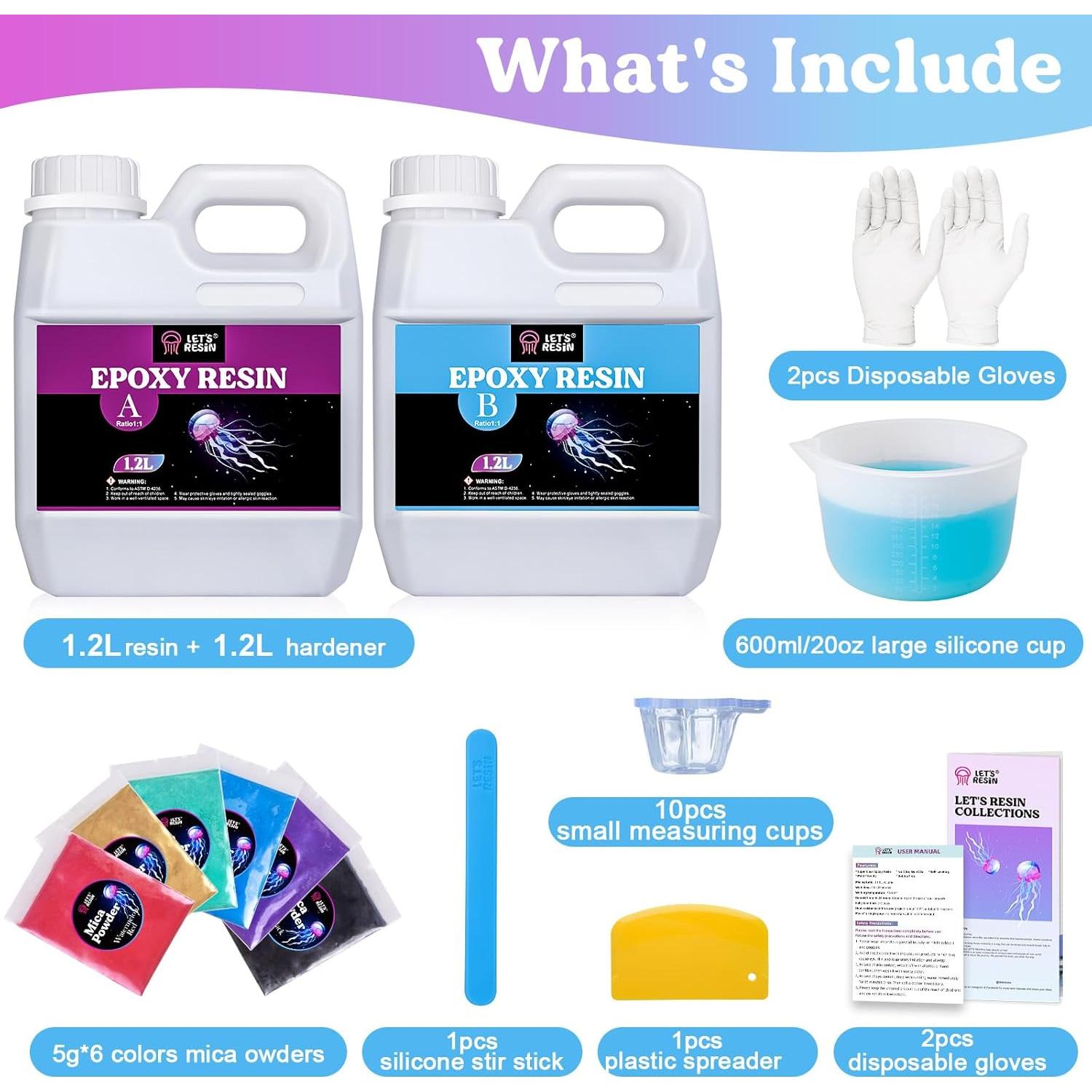 Kit de Resina Epoxy Cristalina LET'S RESIN 2x40oz con Mica