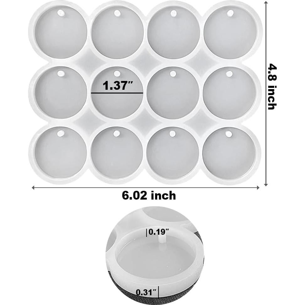 Molde de Silicona Circular ResinWorld 12 Cavidades 3.53 cm