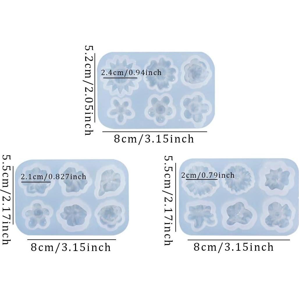 Moldes de Resina de Flores FineInno 3 Piezas Silicona 3D