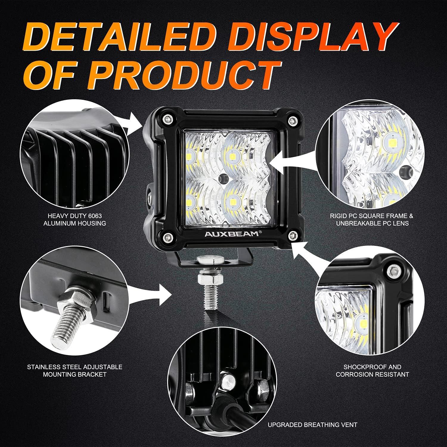 Luces LED Auxbeam FA Series 3" Inundantes 4800LM 20W