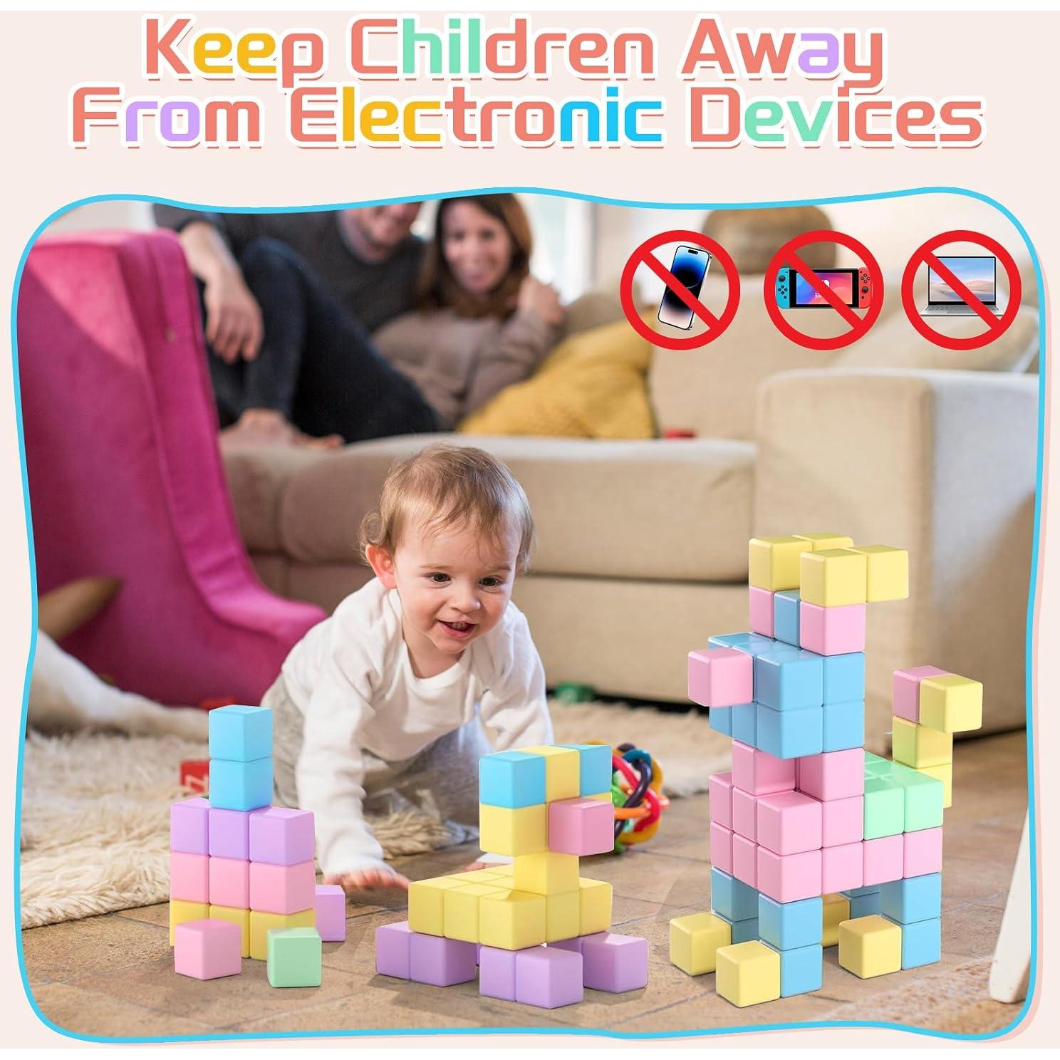 50 Bloques Magnéticos Multicolores 2.5 cm para Niños 3+