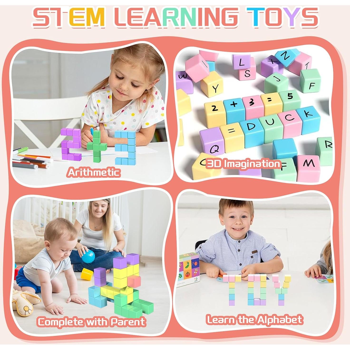 50 Bloques Magnéticos Multicolores 2.5 cm para Niños 3+