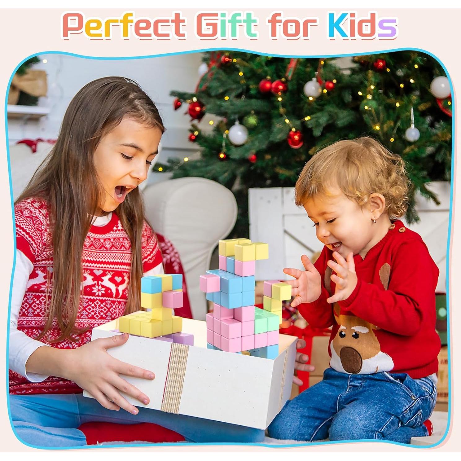 50 Bloques Magnéticos Multicolores 2.5 cm para Niños 3+