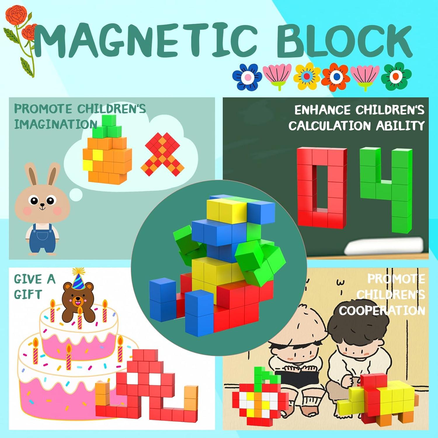 Bloques Magnéticos Educativos Taoli 56 Piezas 3.3cm