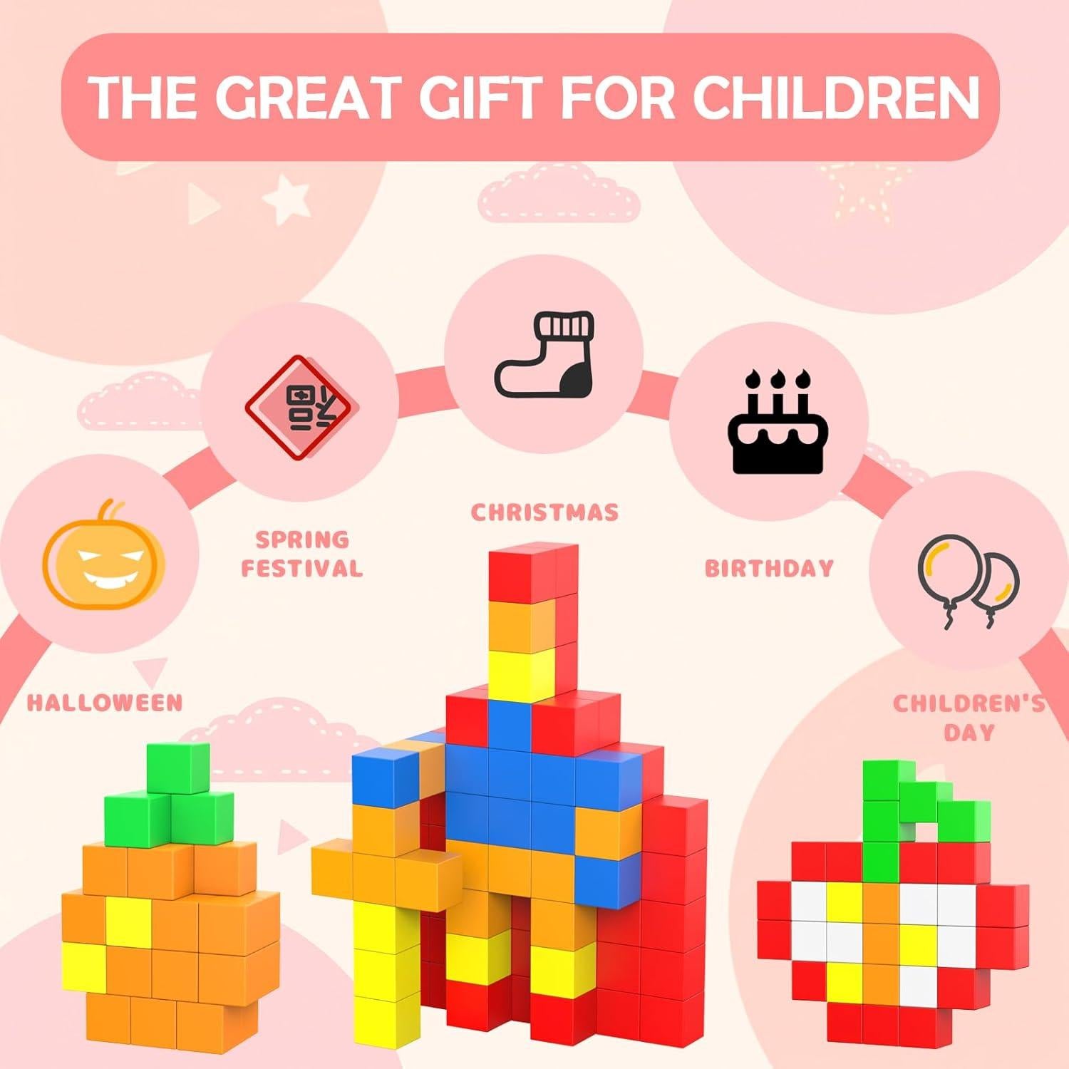 66 Piezas Bloques Magnéticos de Construcción Taoli 3.3cm Juguetes Educativos